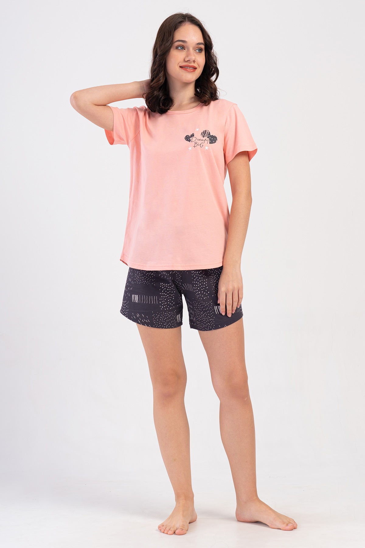 KADIN P.SUPREM XXL O YAKA KISA KOL ETEGI OVAL SORT TAKIM - BABY PINK