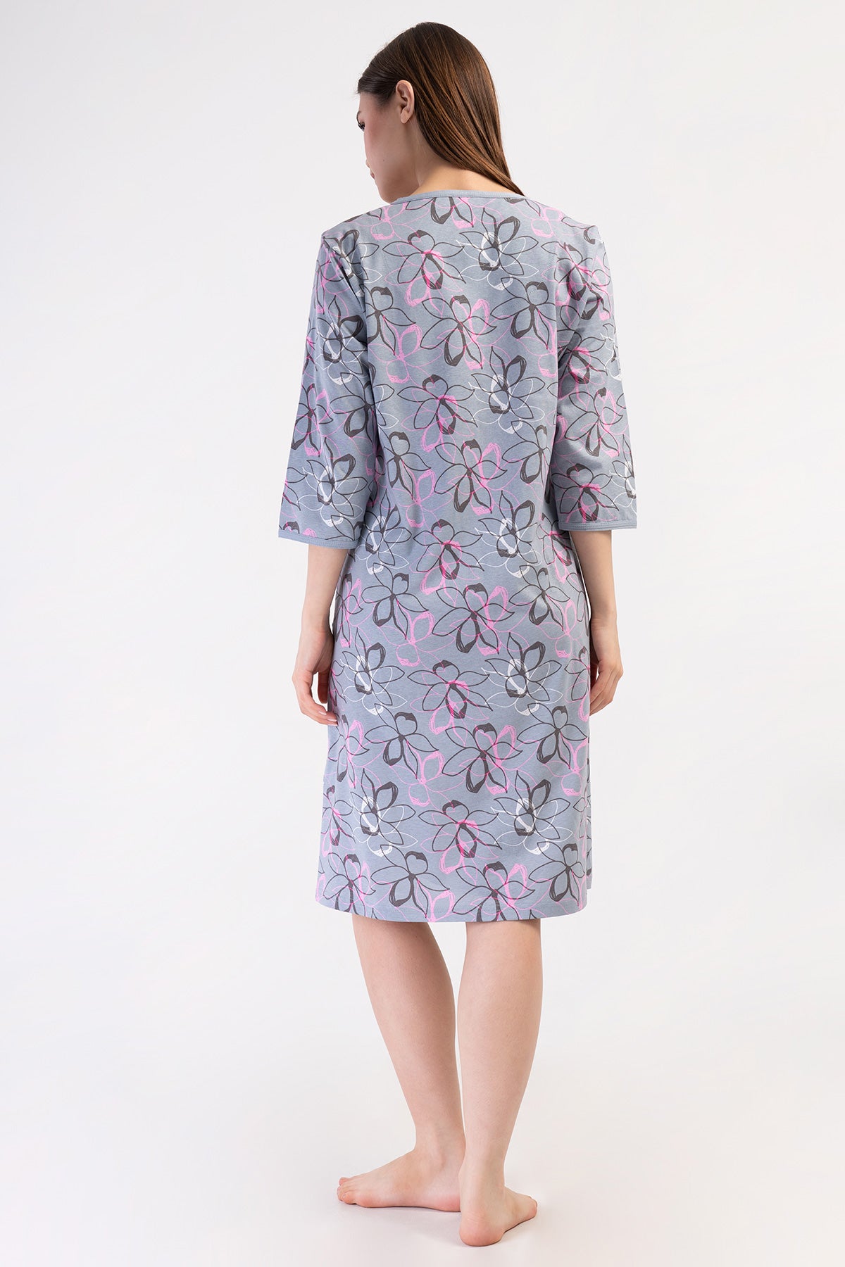 KADIN P.SUPREM XXL 3/4KOL FERMUARLI CEPLI EV ELBISESI