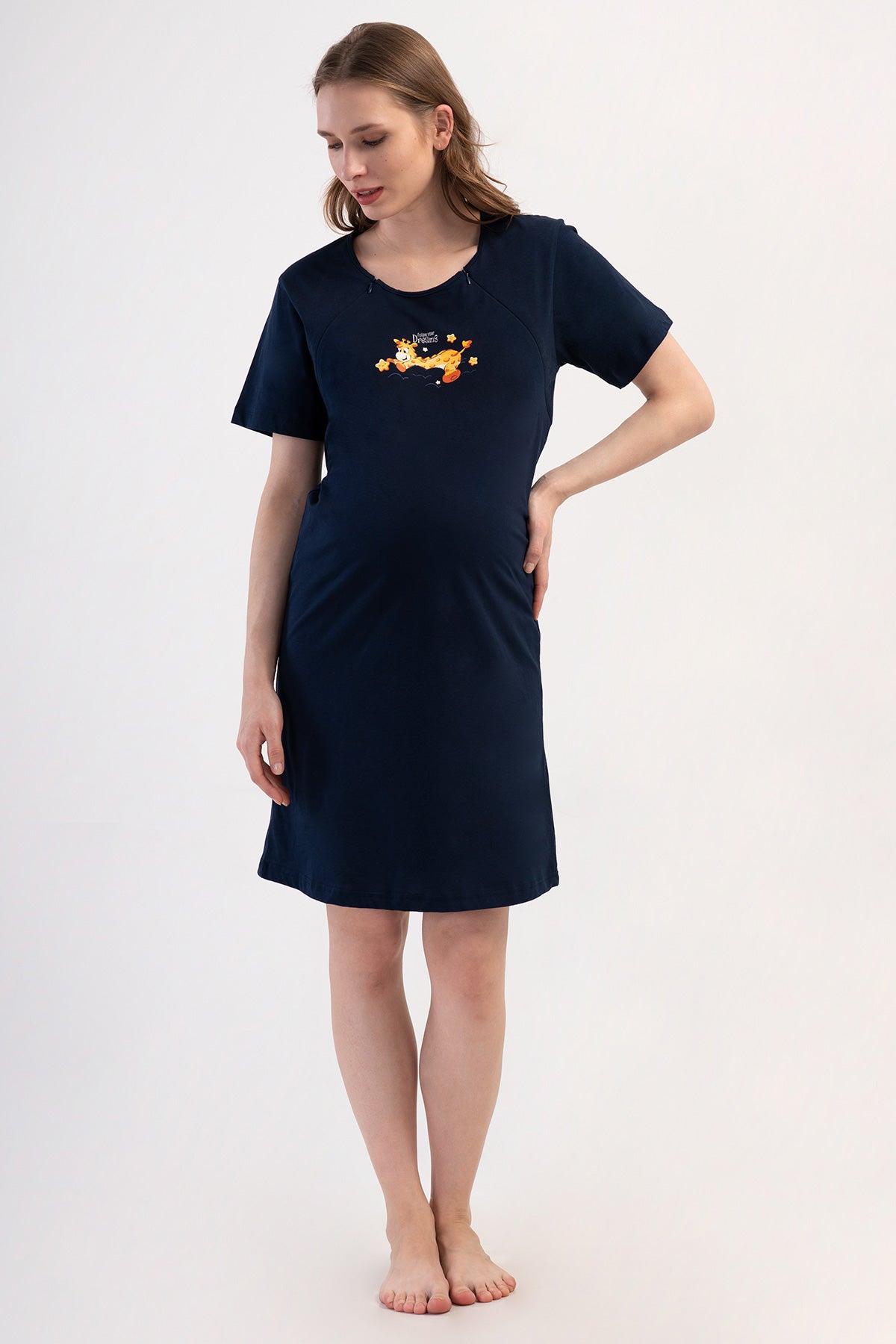 KADIN P.SUPREM FERMUARLI KISA KOL ETEGI OVAL HAMILE TUNIK