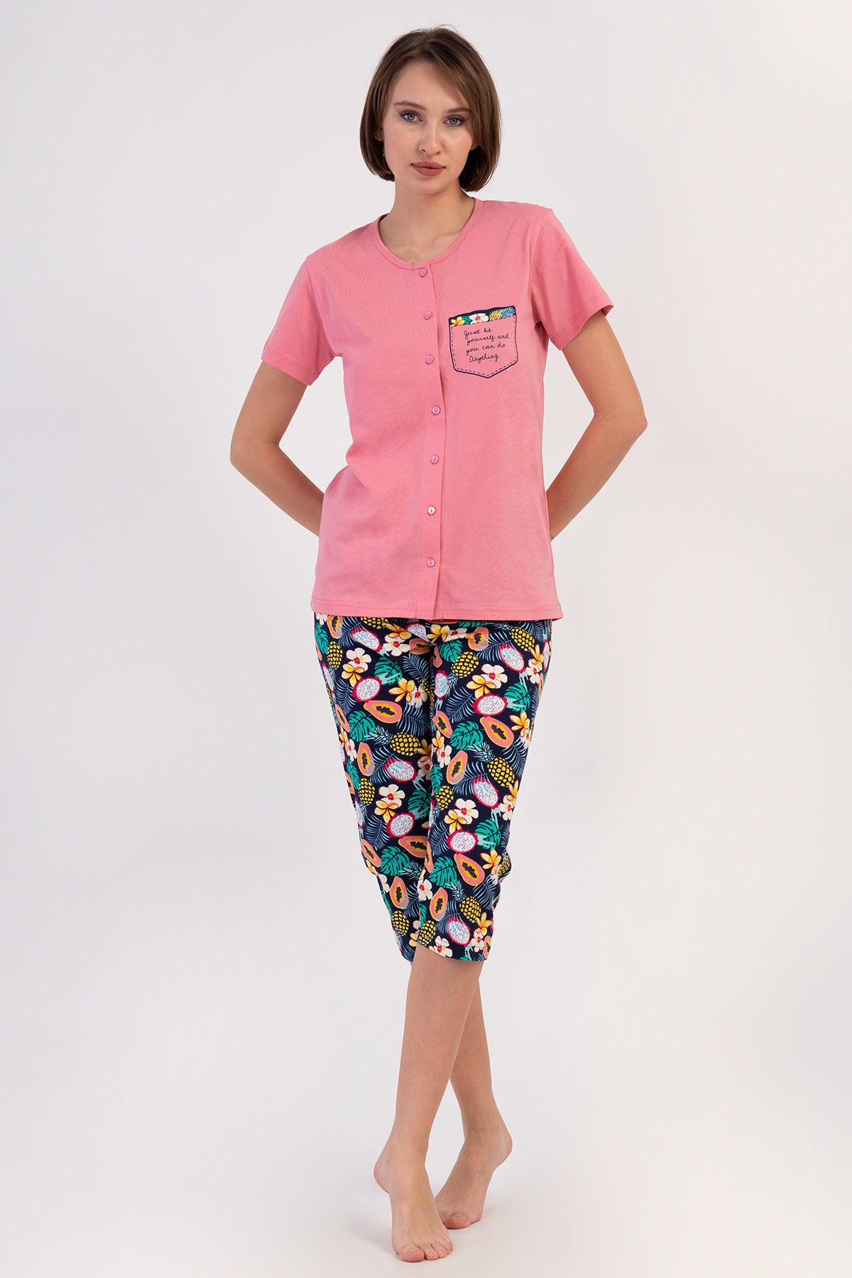 KADIN P.SUPREM TAMAMI DUGMELI KISA KOL KAPRI TAKIM