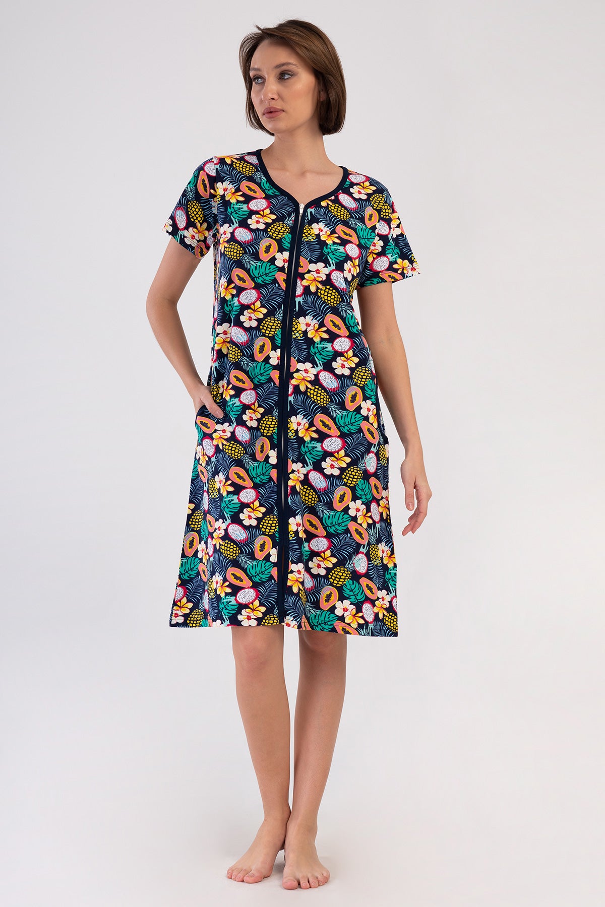 KADIN P.SUPREM KISA KOL FERMUARLI CEPLI EV ELBISESI