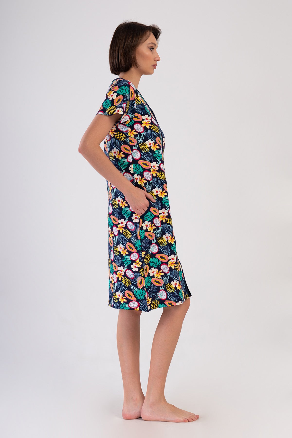 KADIN P.SUPREM KISA KOL FERMUARLI CEPLI EV ELBISESI