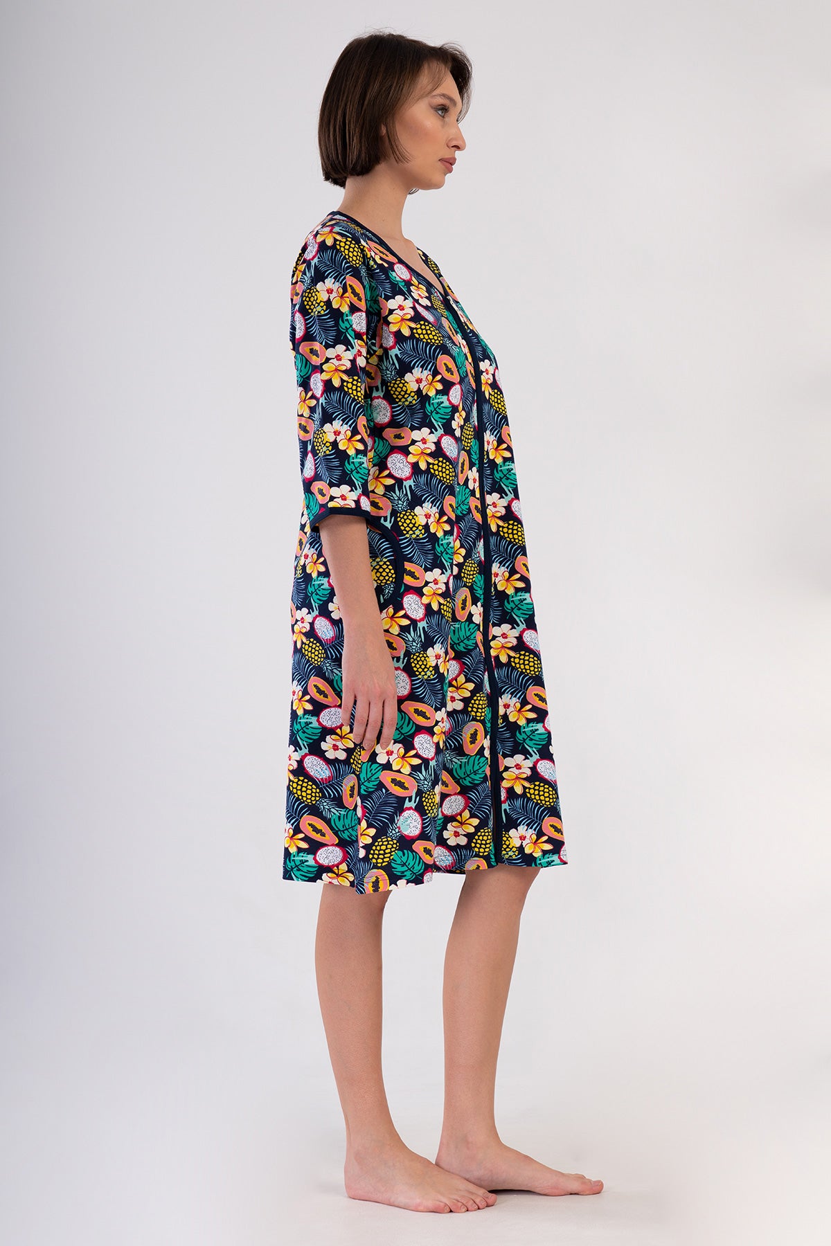 KADIN P.SUPREM BATTAL XXL 3/4KOL FERMUARLI CEPLI EV ELBISESI