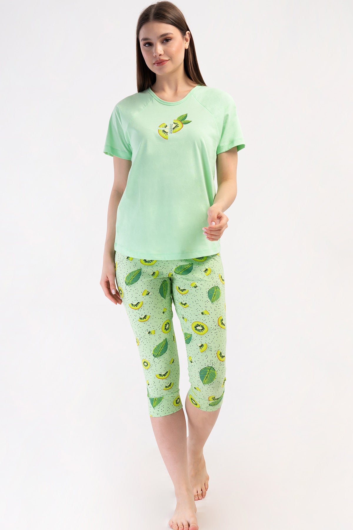 KADIN LYC SUPREM O YAKA REGLAN KISA KOL ETEGI OVAL MANSETLI KAPRI TAKIM