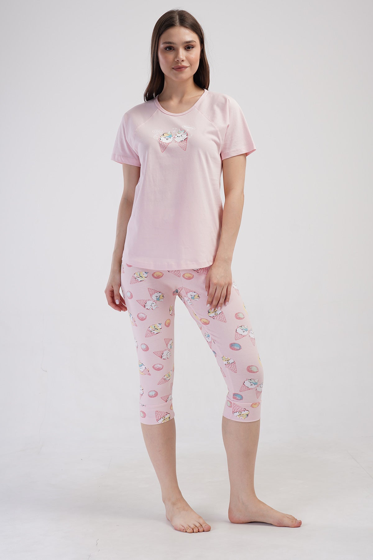 KADIN LYC SUPREM O YAKA REGLAN KISA KOL ETEGI OVAL MANSETLI KAPRI TAKIM