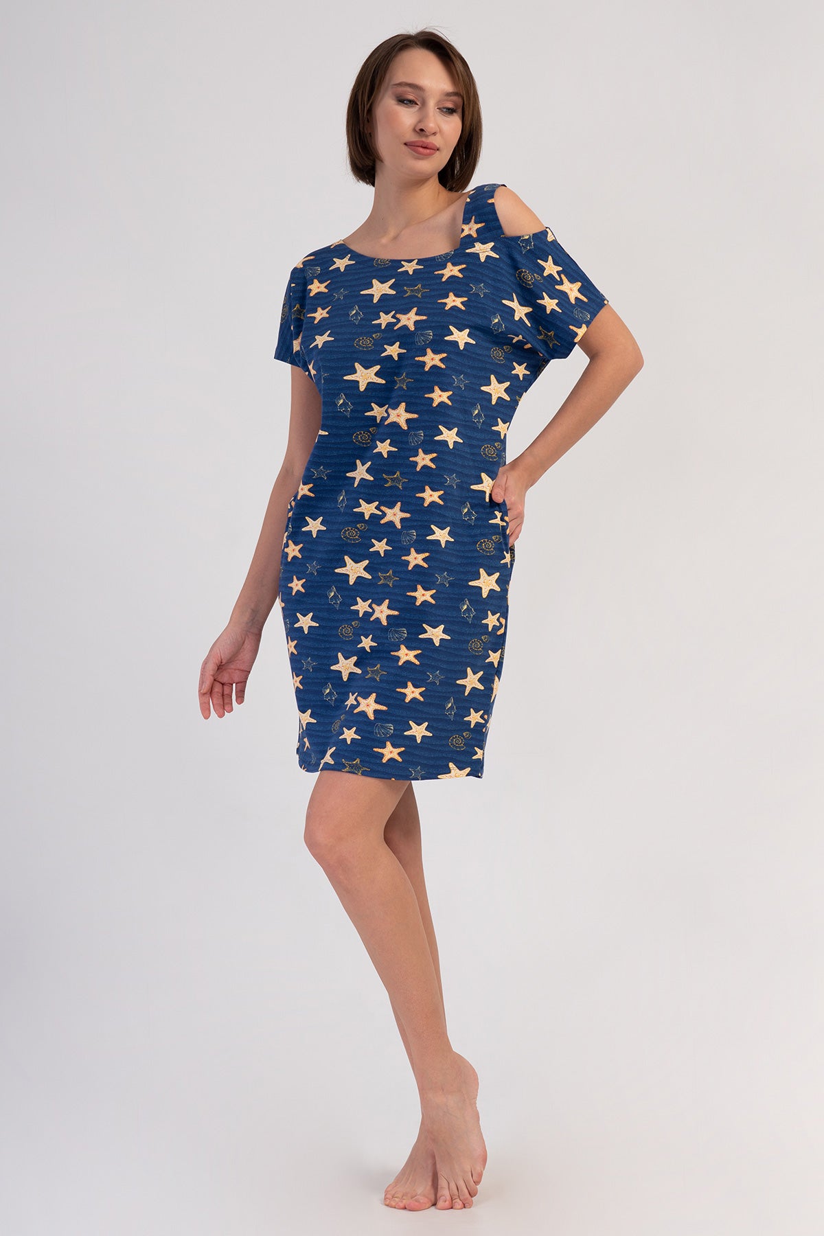 KADIN LYC SUPREM KAYIK YAKA DUSUK TEK OMUZLU CEPLI TUNIK