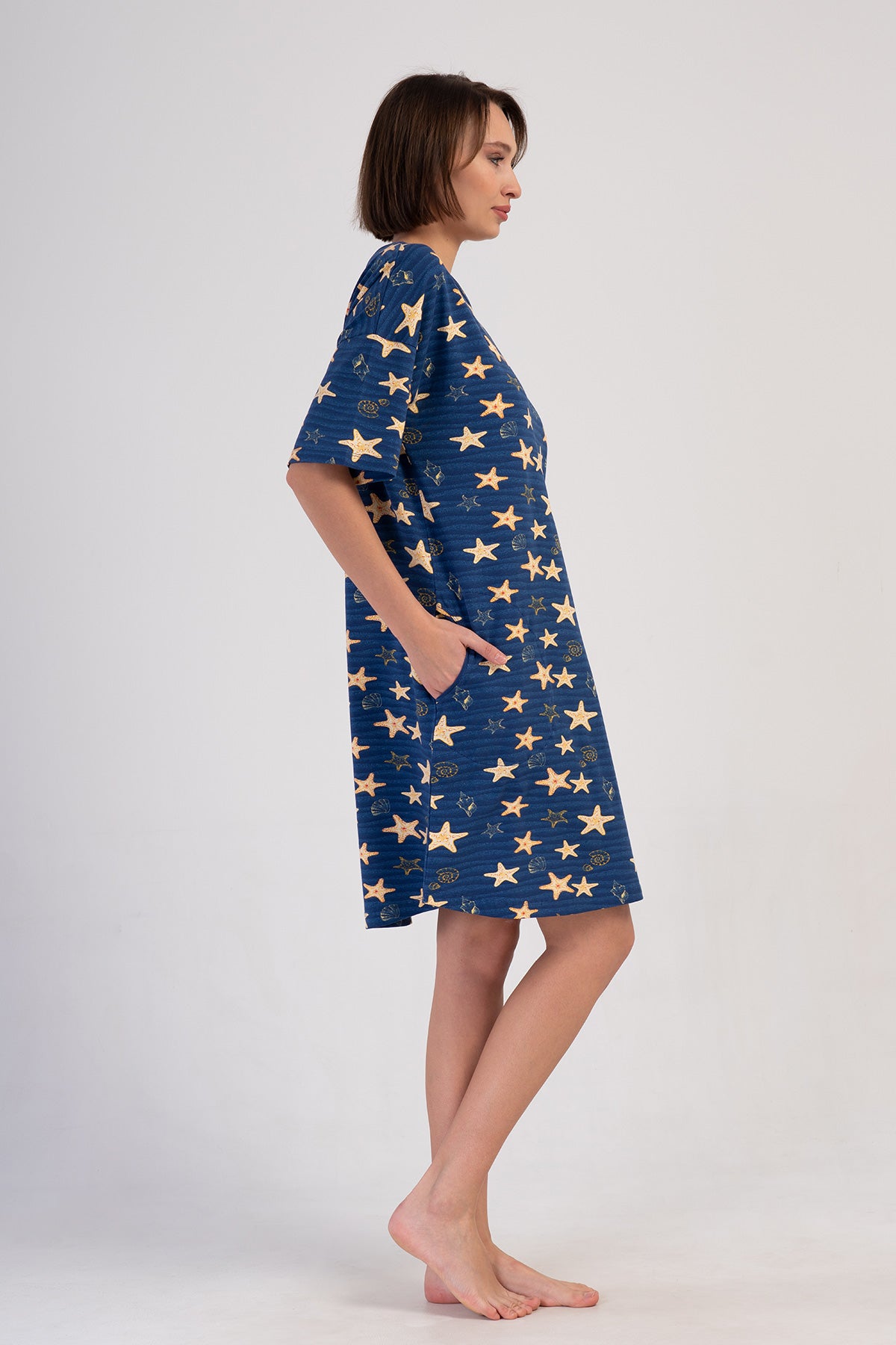 KADIN LYC SUPREM XXL O YAKA DUSUK OMUZLU KISA KOL ETEGI OVAL CEPLI TUNIK