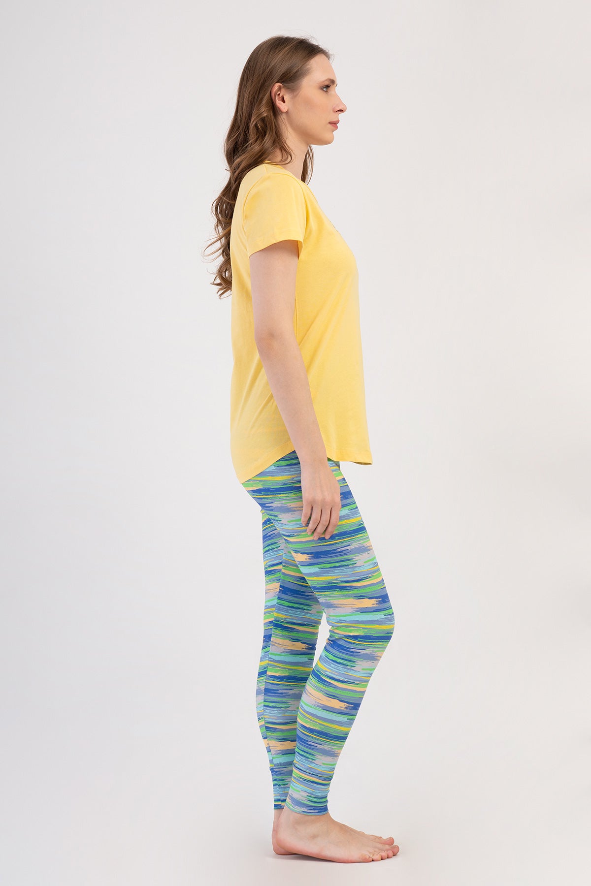 KADIN LYC SUPREM O YAKA KISA KOL BLUZU UZUN ETEGI OVAL MANSETLI TAYT PIJAMA TAKIM