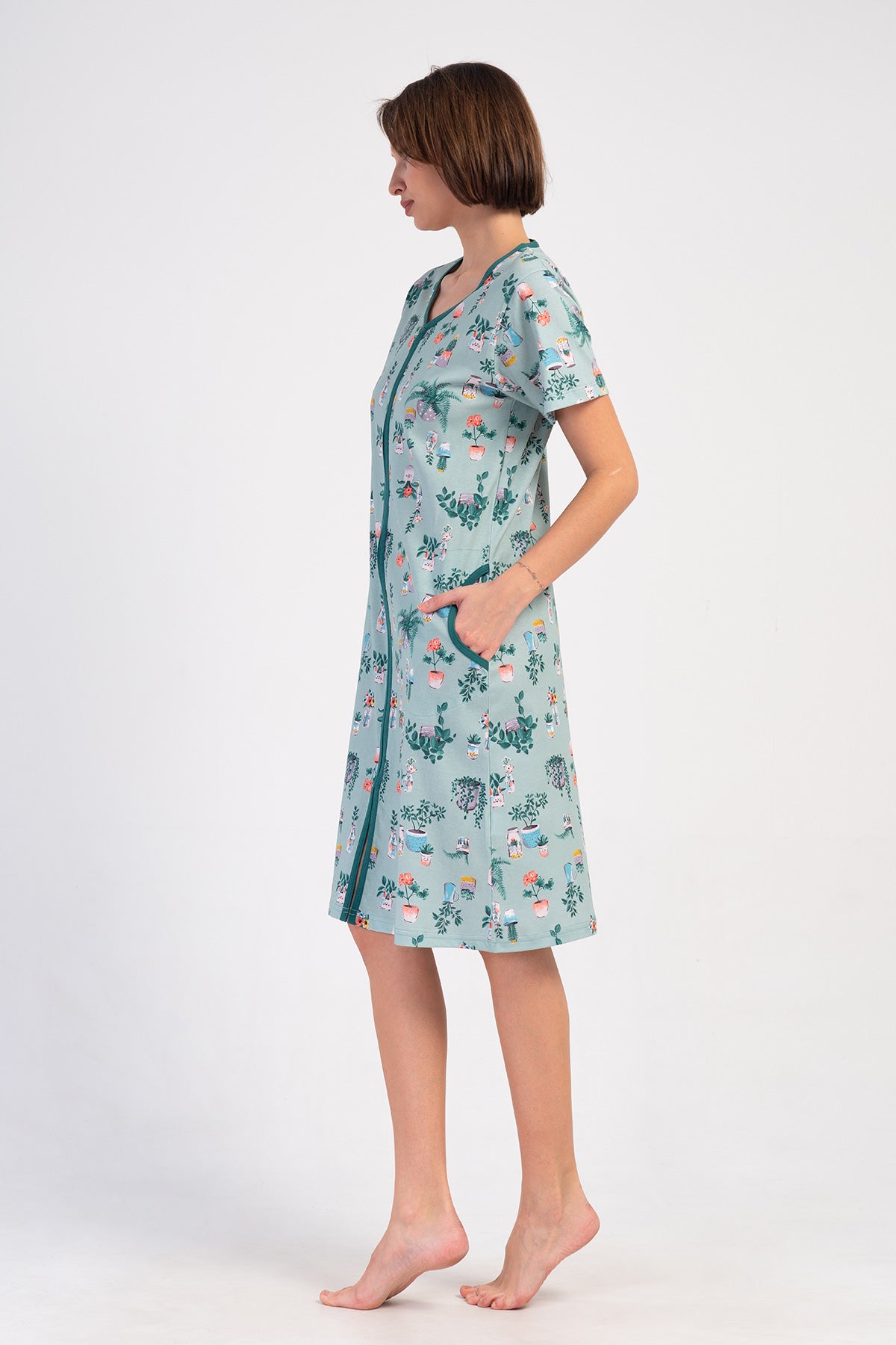 KADIN P.SUPREM KISA KOL FERMUARLI CEPLI EV ELBISESI