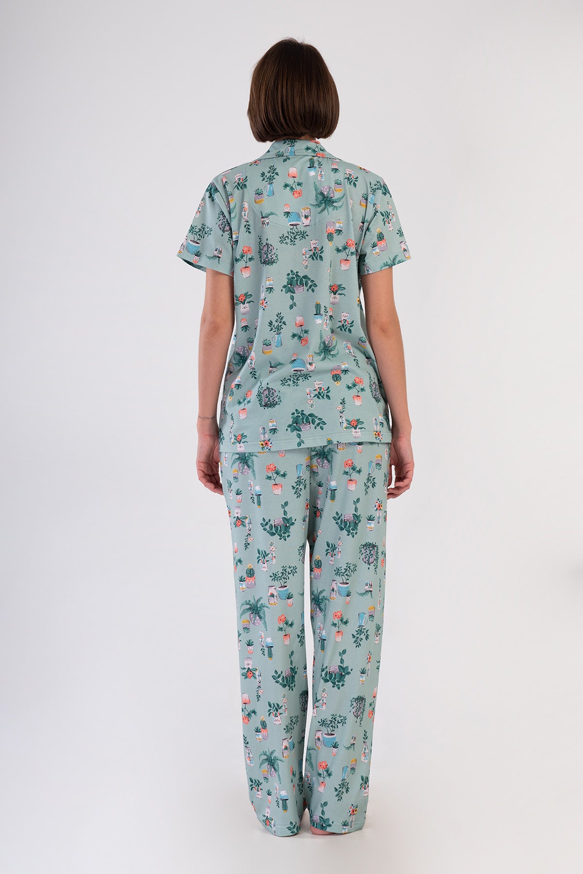 KADIN P.SUPREM XXL GOMLEK YAKA TAMAMI DUGMELI KISA KOL CEPLI PIJAMA TAKIM