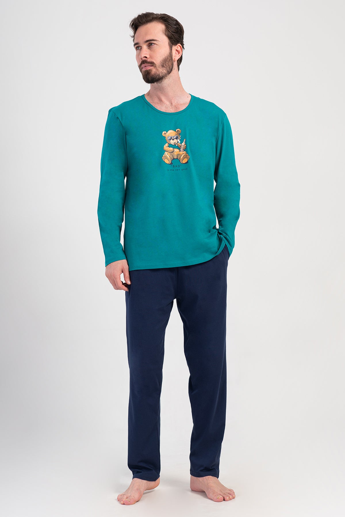 CEPLI ERKEK P.SUPREM O YAKA UZUN KOL PIJAMA TAKIM