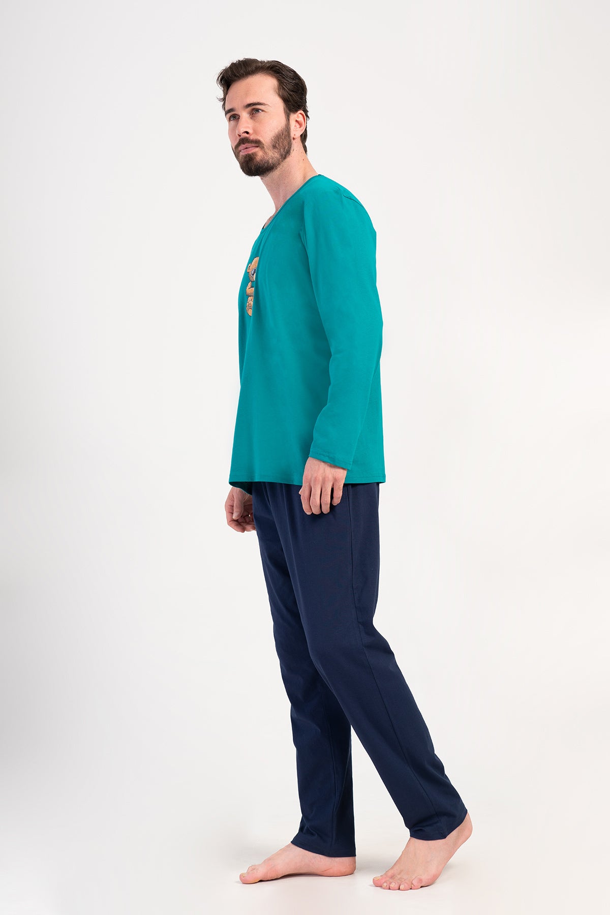 CEPLI ERKEK P.SUPREM O YAKA UZUN KOL PIJAMA TAKIM