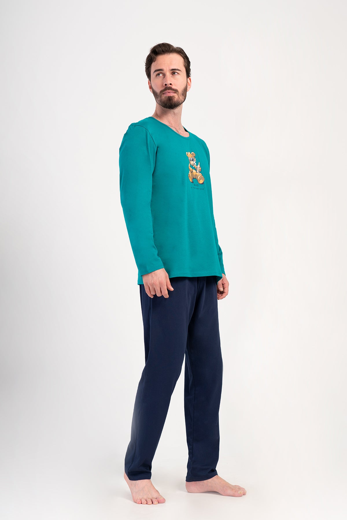 CEPLI ERKEK P.SUPREM O YAKA UZUN KOL PIJAMA TAKIM