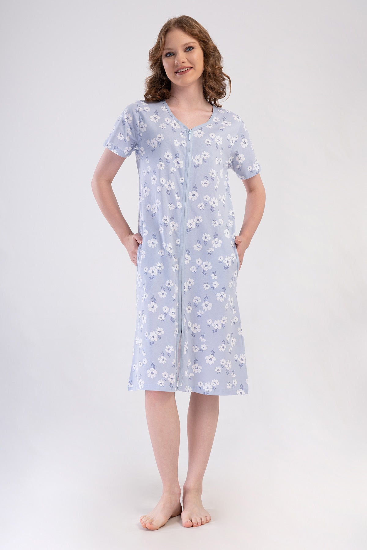 KADIN P.SUPREM KISA KOL FERMUARLI CEPLI EV ELBISESI