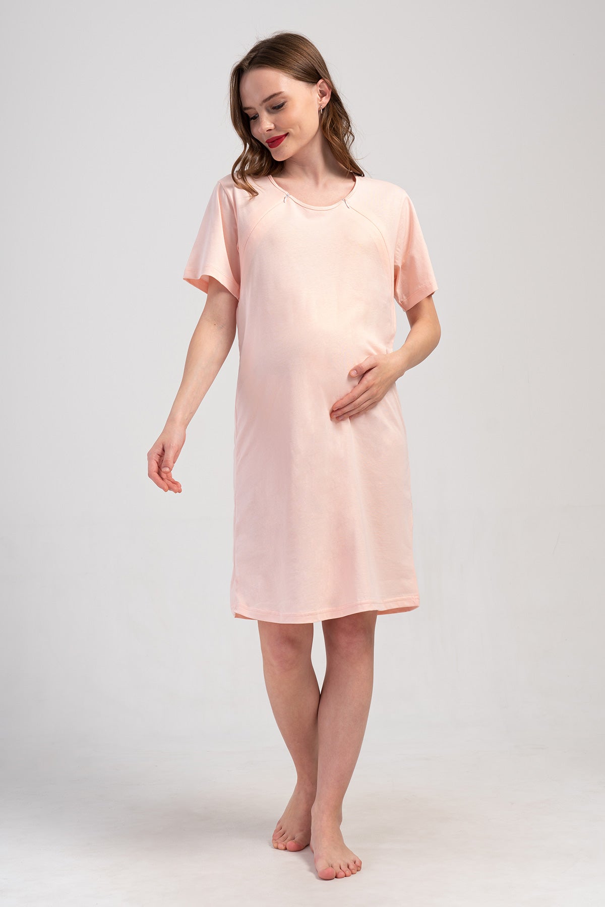 KADIN P.SUPREM FERMUARLI KISA KOL ETEGI OVAL HAMILE TUNIK