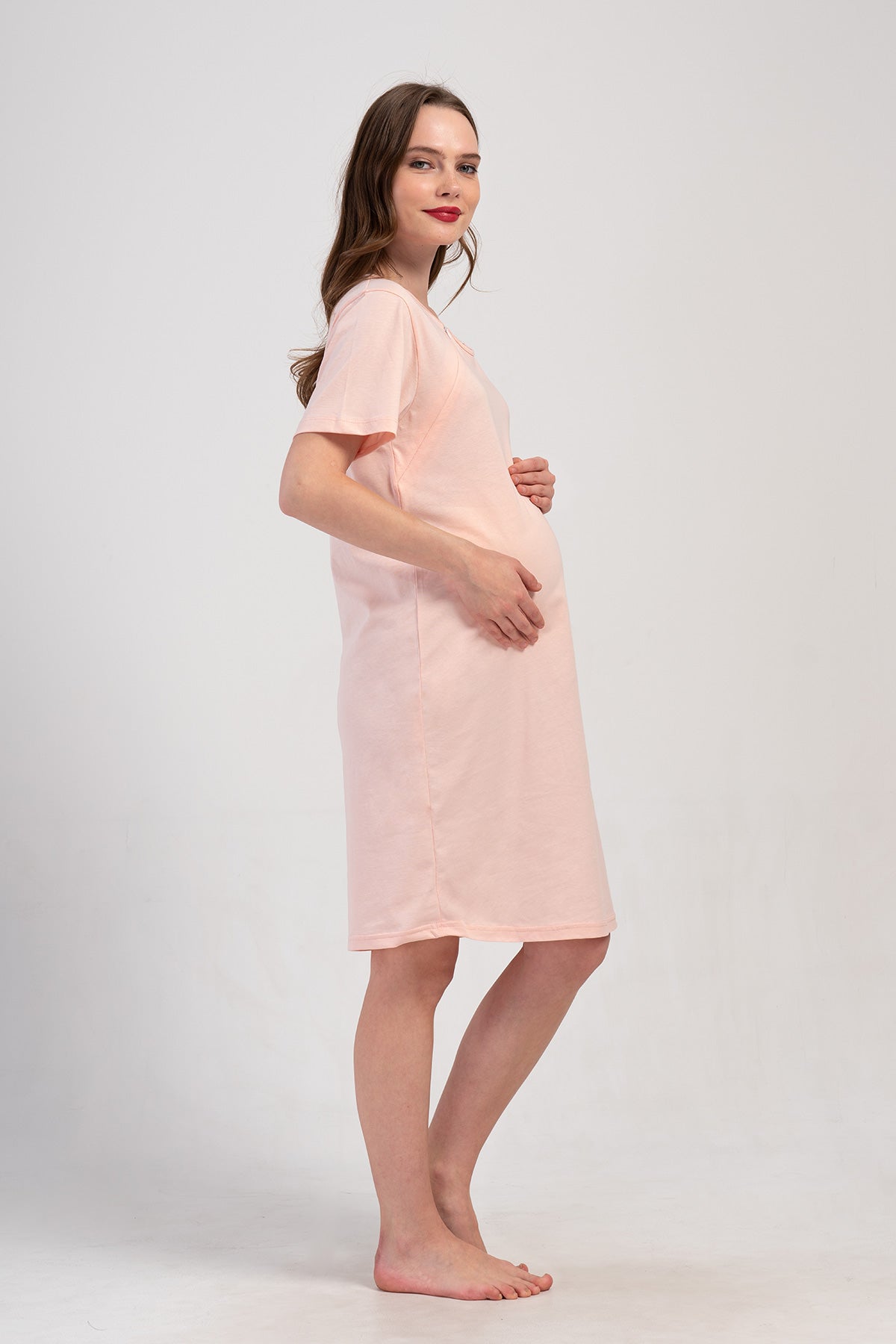 KADIN P.SUPREM FERMUARLI KISA KOL ETEGI OVAL HAMILE TUNIK