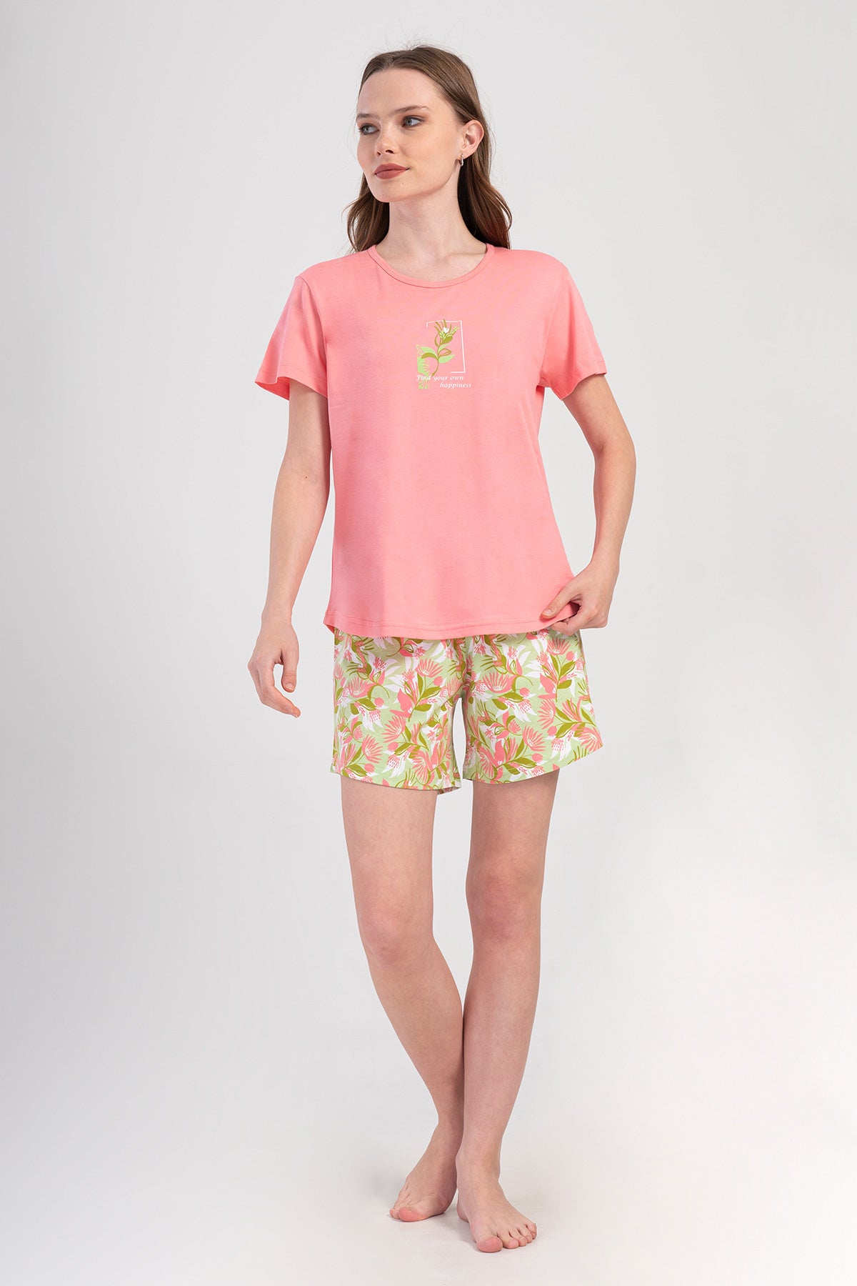 KADIN P.SUPREM O YAKA KISA KOL ETEGI OVAL SORT TAKIM - COTTONPINK