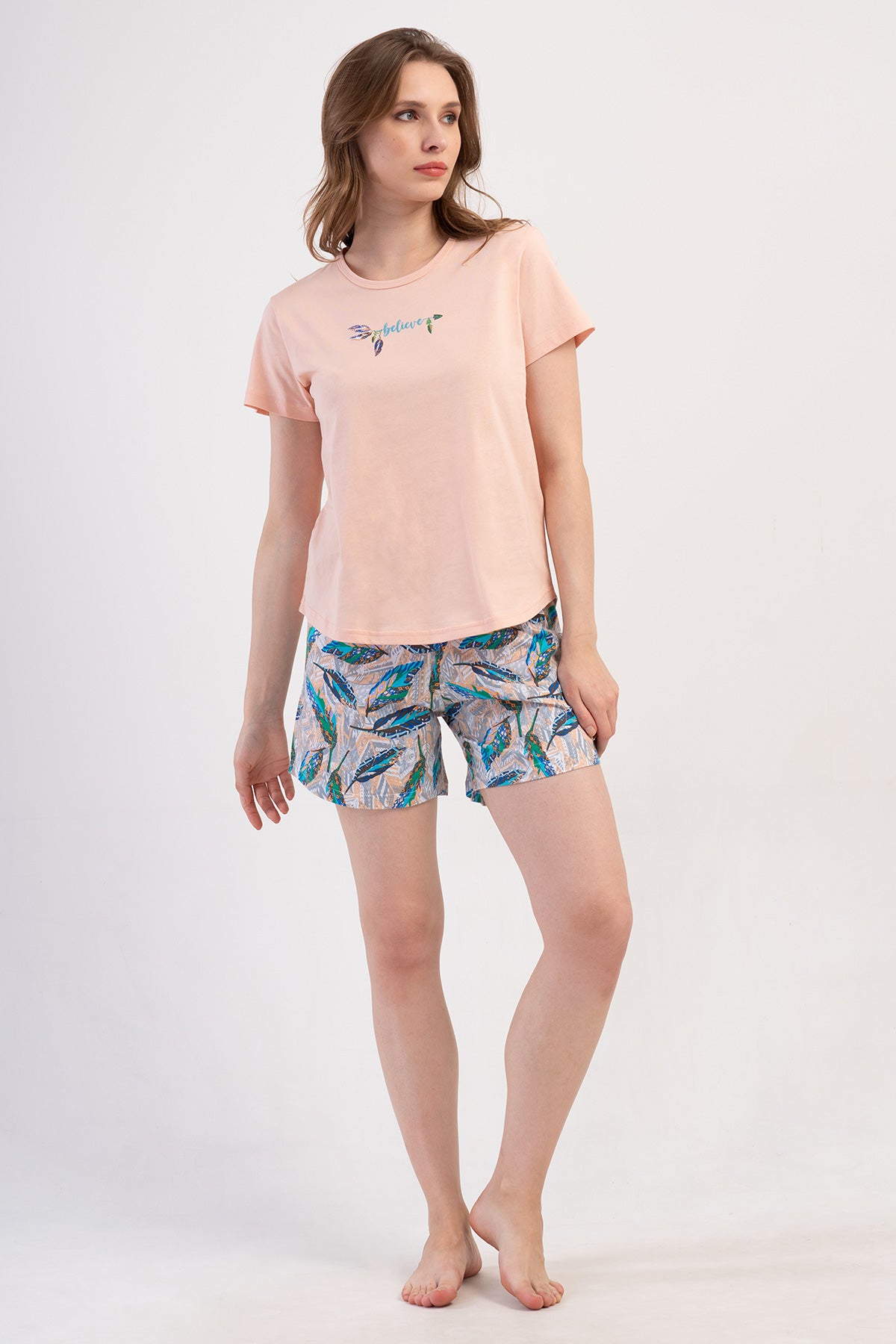 KADIN P.SUPREM O YAKA KISA KOL ETEGI OVAL SORT TAKIM - BABY PINK