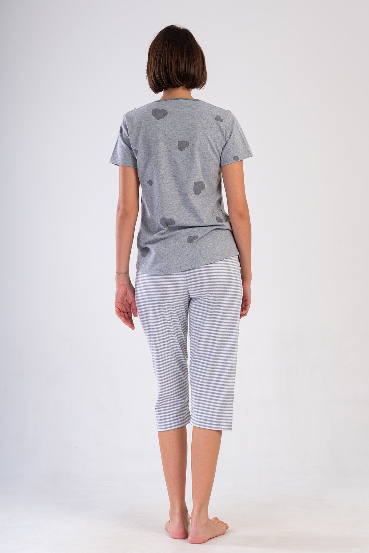 KADIN P.SUPREM O YAKA KISA KOL ETEGI OVAL KAPRI TAKIM - GRAY MELANGE