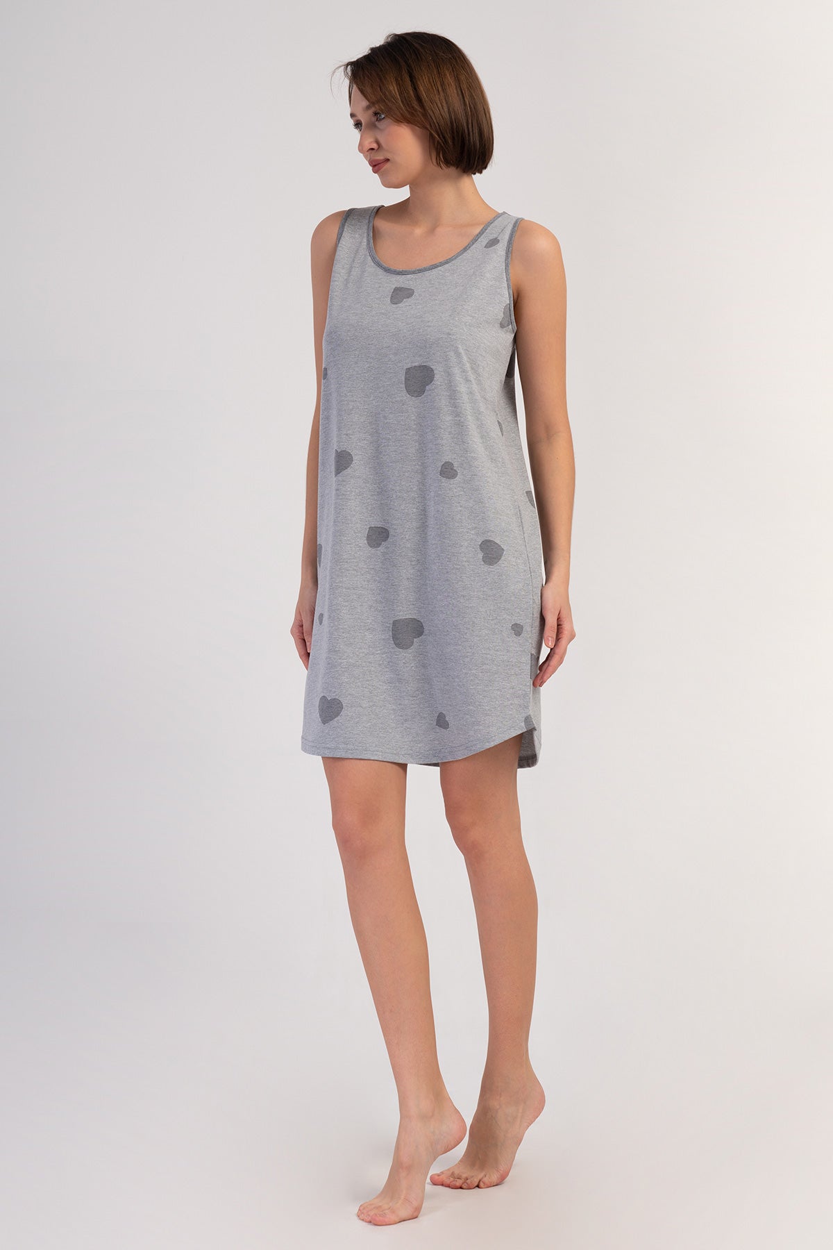 KADIN P.SUPREM O YAKA GENIS ASKILI ETEGI OVAL TUNIK - GRAY MELANGE