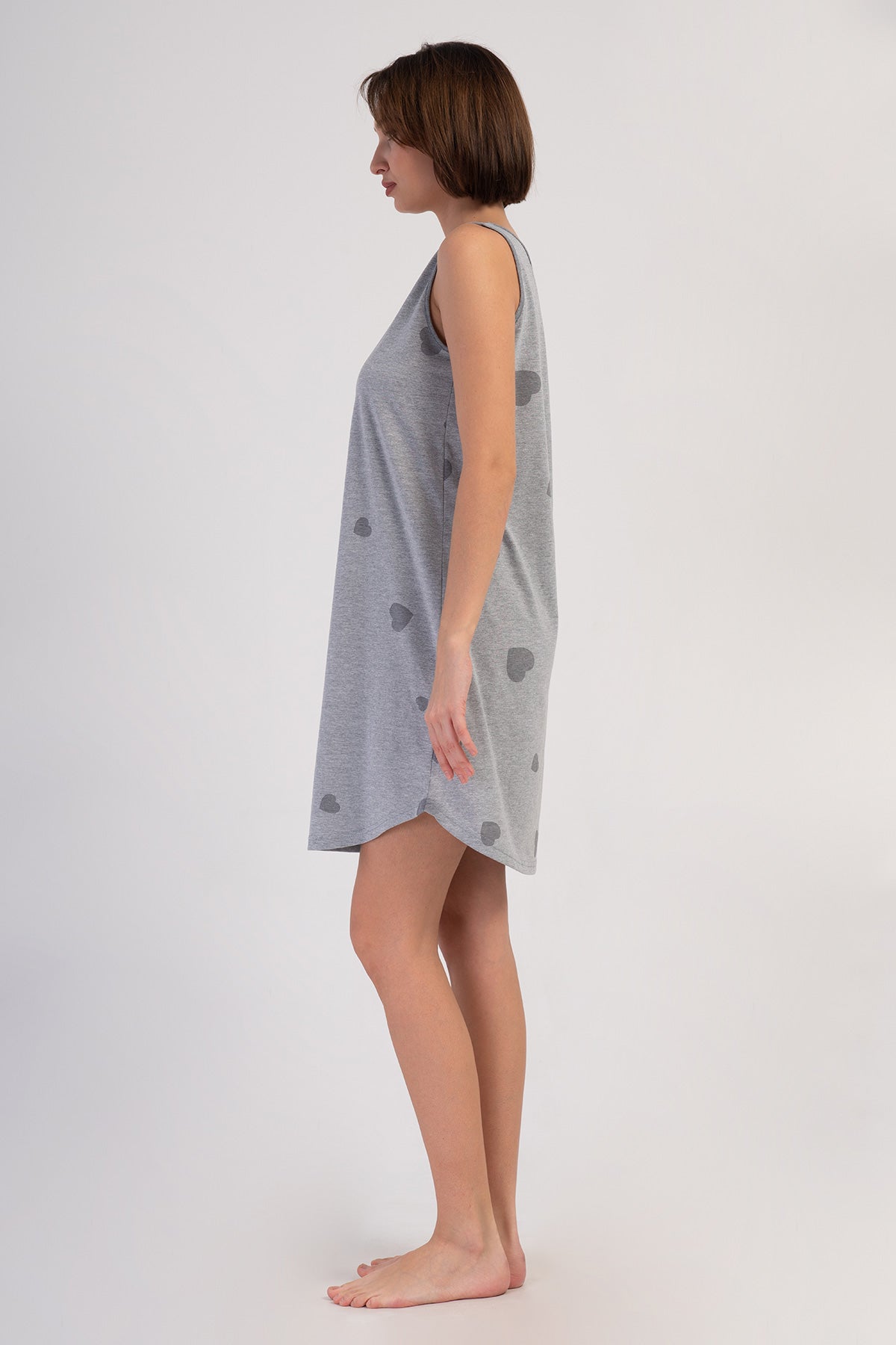 KADIN P.SUPREM O YAKA GENIS ASKILI ETEGI OVAL TUNIK - GRAY MELANGE