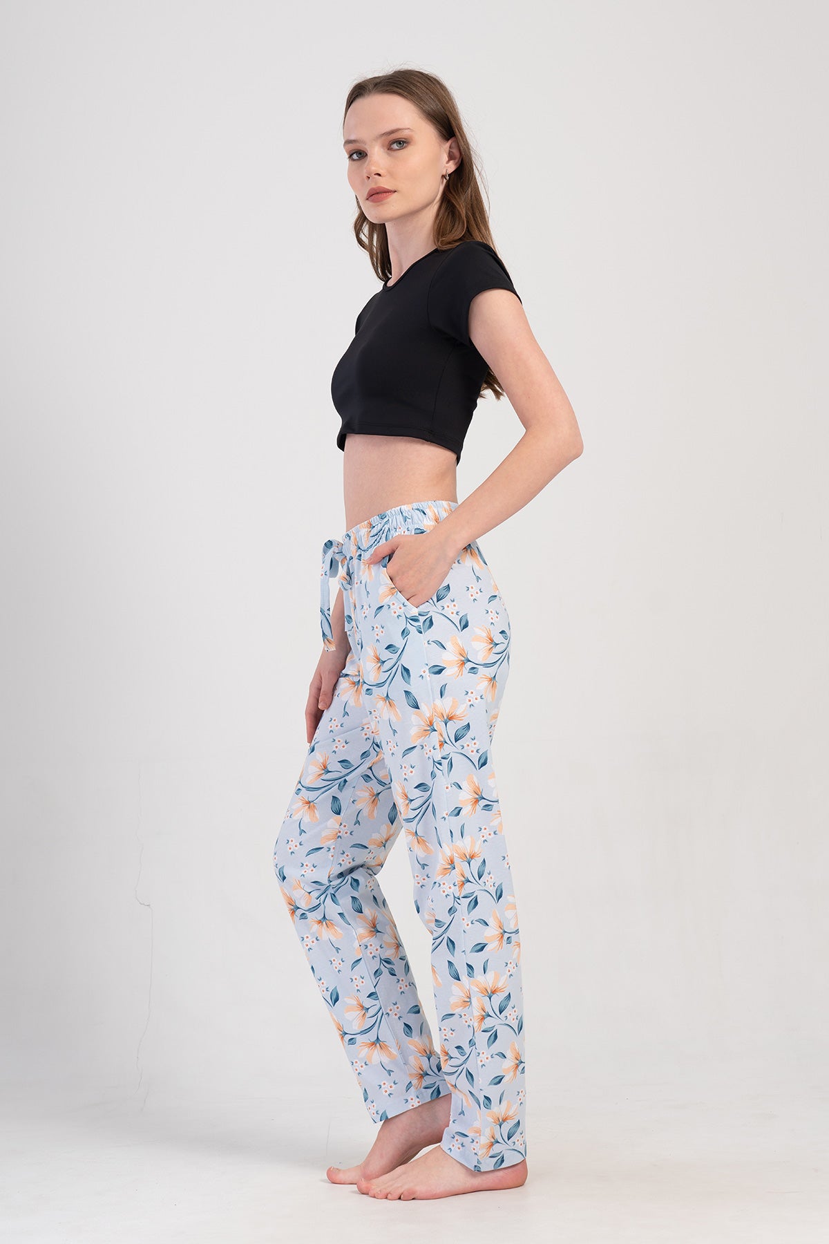 KADIN P.SUPREM CEPLI TEK ALT PIJAMA - MAVI