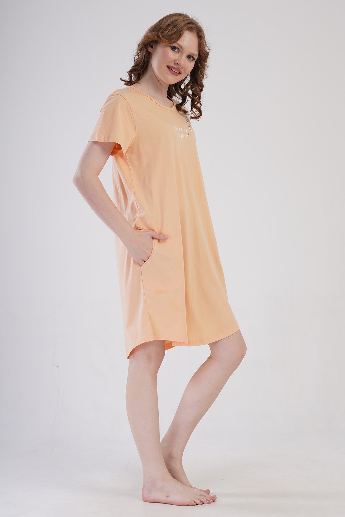 KADIN P.SUPREM XXL O YAKA KISA KOL ETEGI OVAL CEPLI TUNIK - SOFT PINK