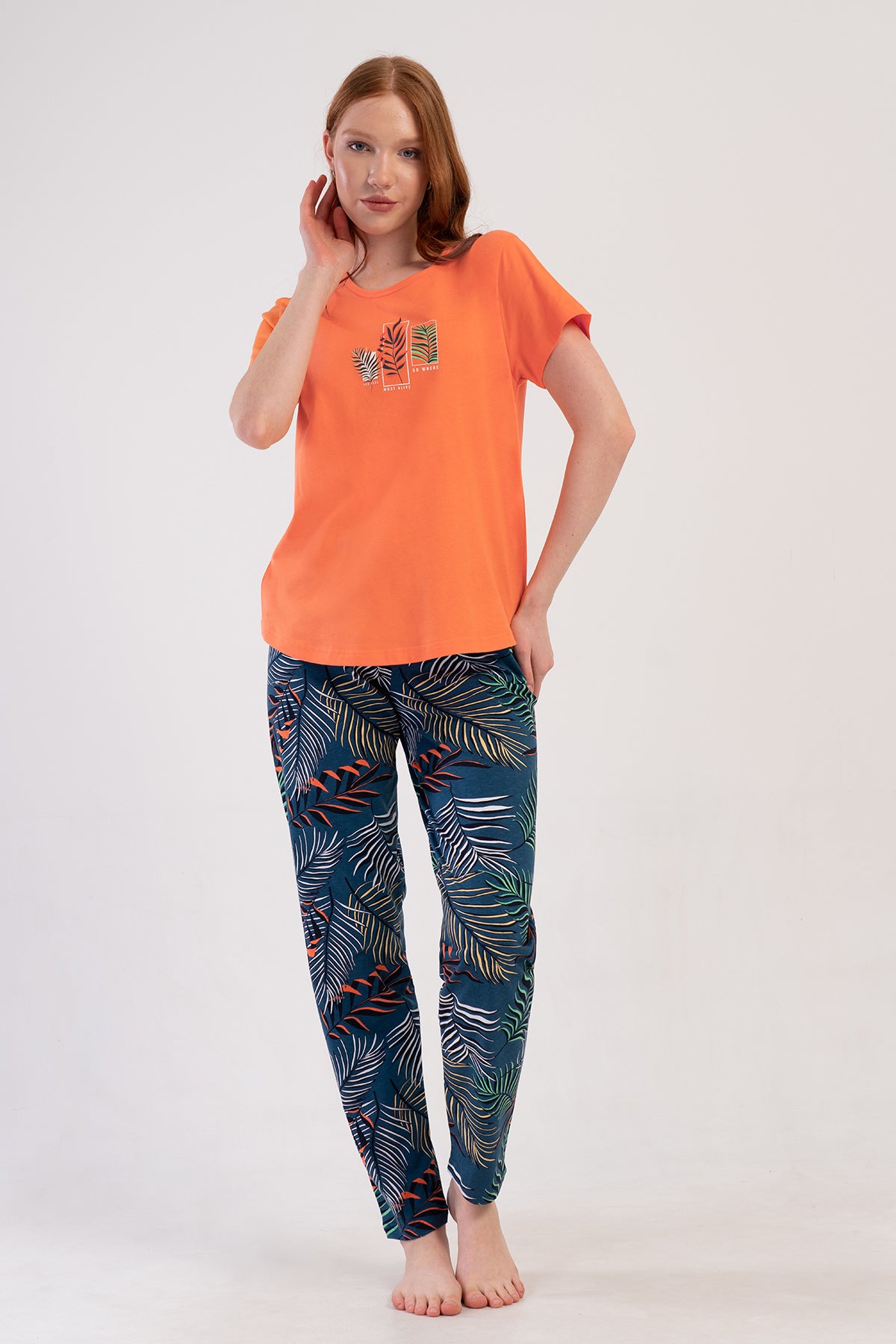 KADIN P.SUPREM XXL O YAKA KISA KOL ETEGI OVAL PIJAMA TAKIM - SOMON