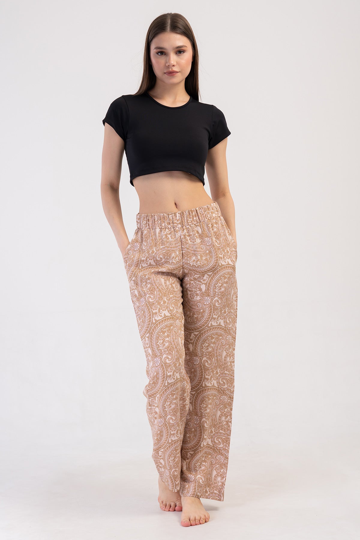 KADIN VISCON CEPLI TEK ALT PIJAMA - SOFT PINK