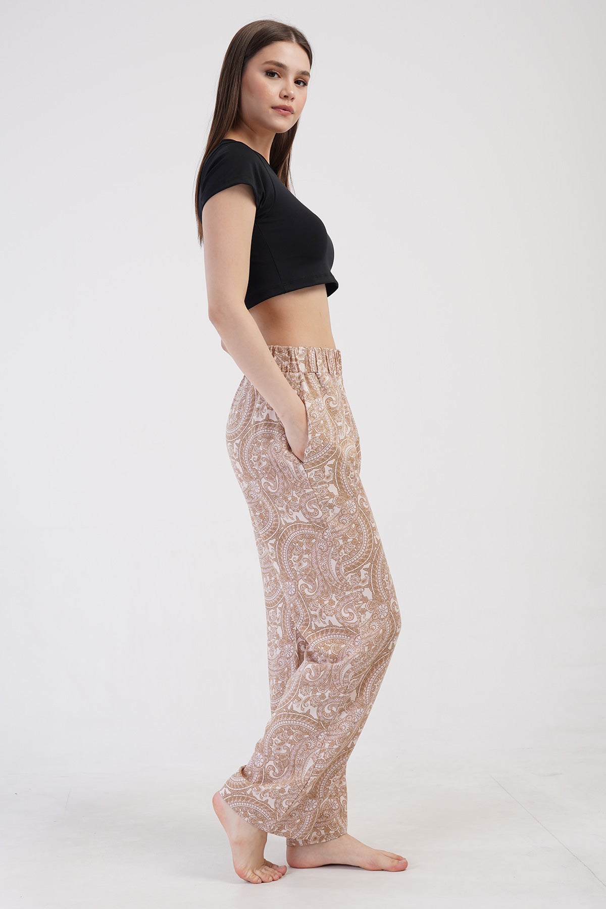 KADIN VISCON CEPLI TEK ALT PIJAMA - SOFT PINK