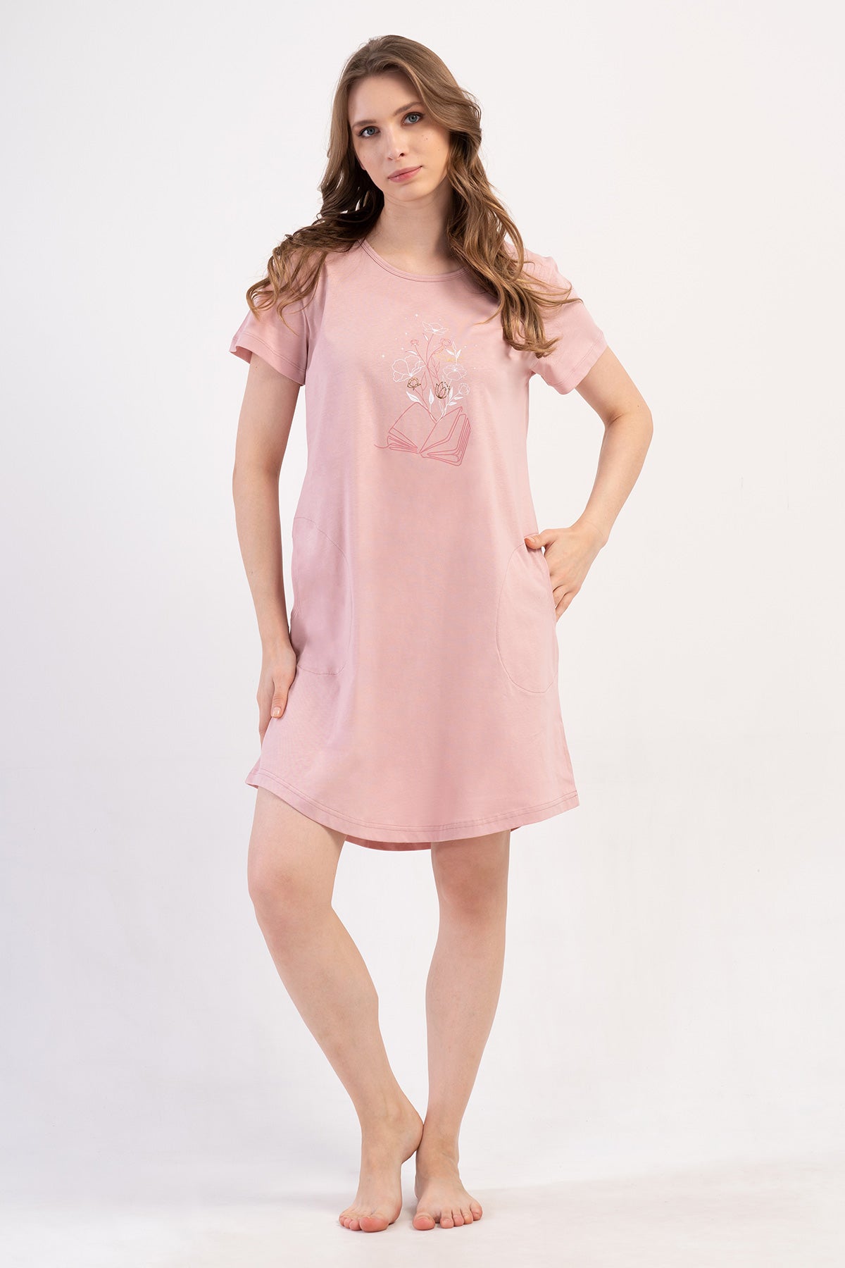 KADIN P.SUPREM XXL O YAKA KISA KOL ETEGI OVAL CEPLI TUNIK - PINK