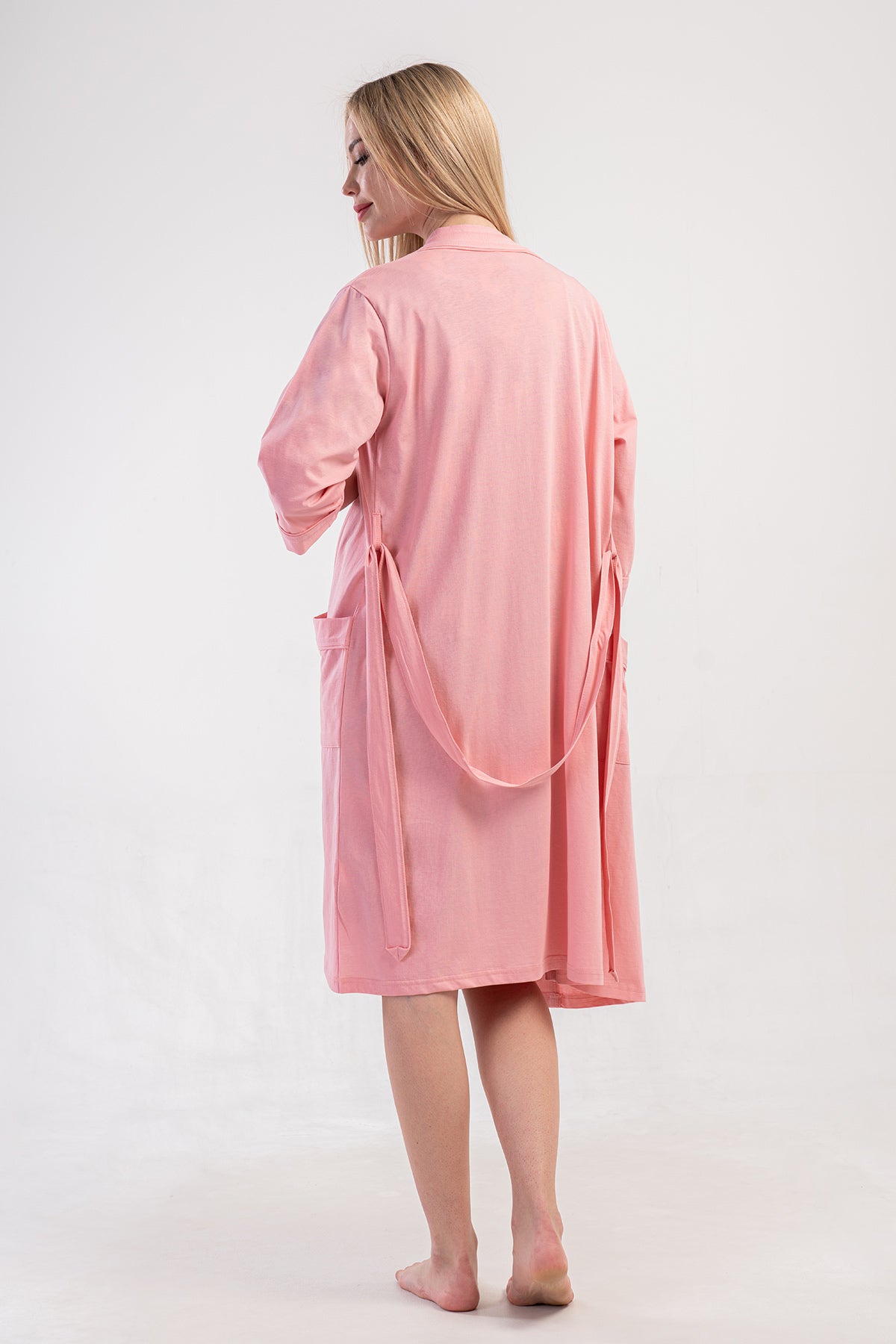 KADIN P.SUPREM CIFT PATLI KISA KOL HAMILE TUNIK+3/4 KOL CEPLI SABAHLIK TAKIM - PINK