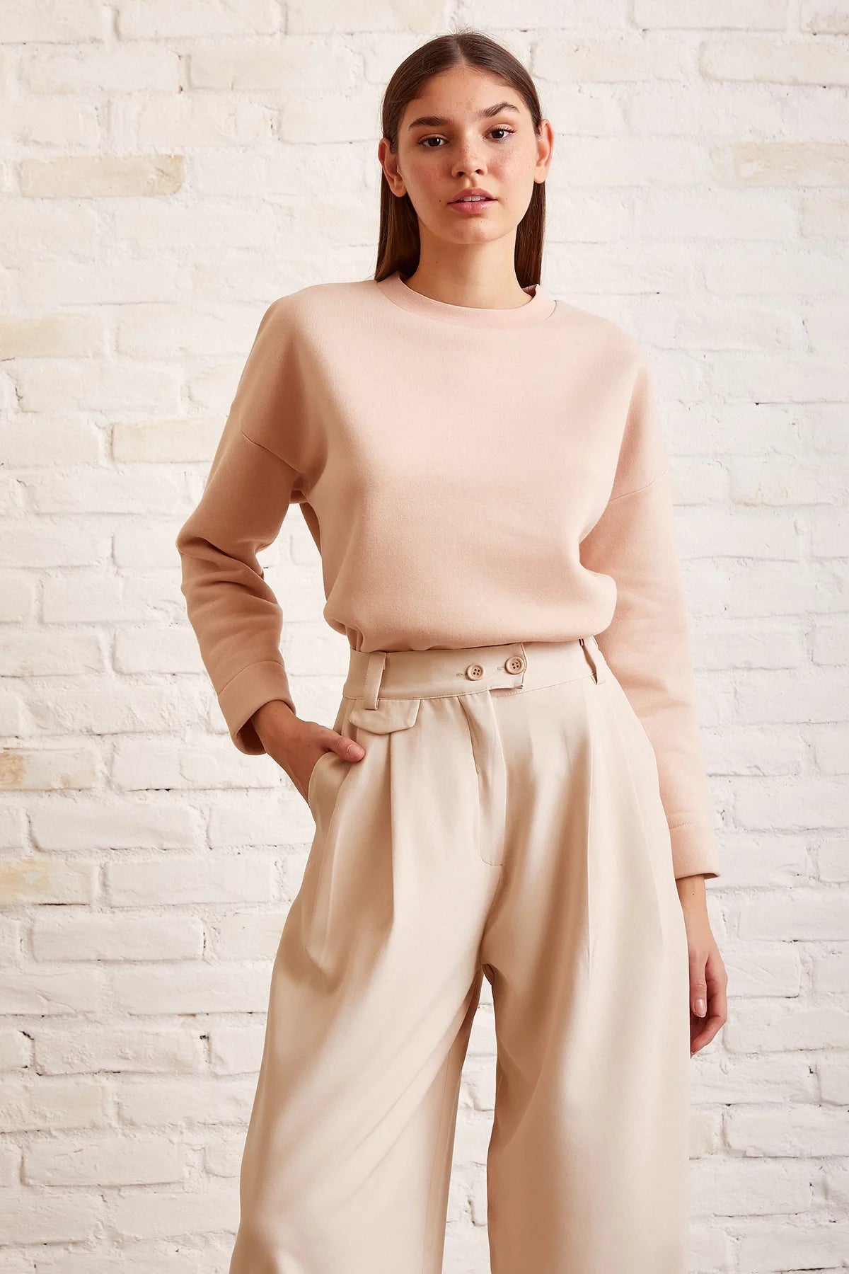 Bisiklet Yaka Oversize Sweatshirt - Somon