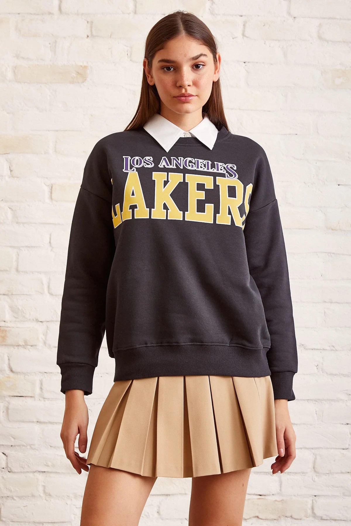 Lakers Baskılı Sweatshirt - Antirasit