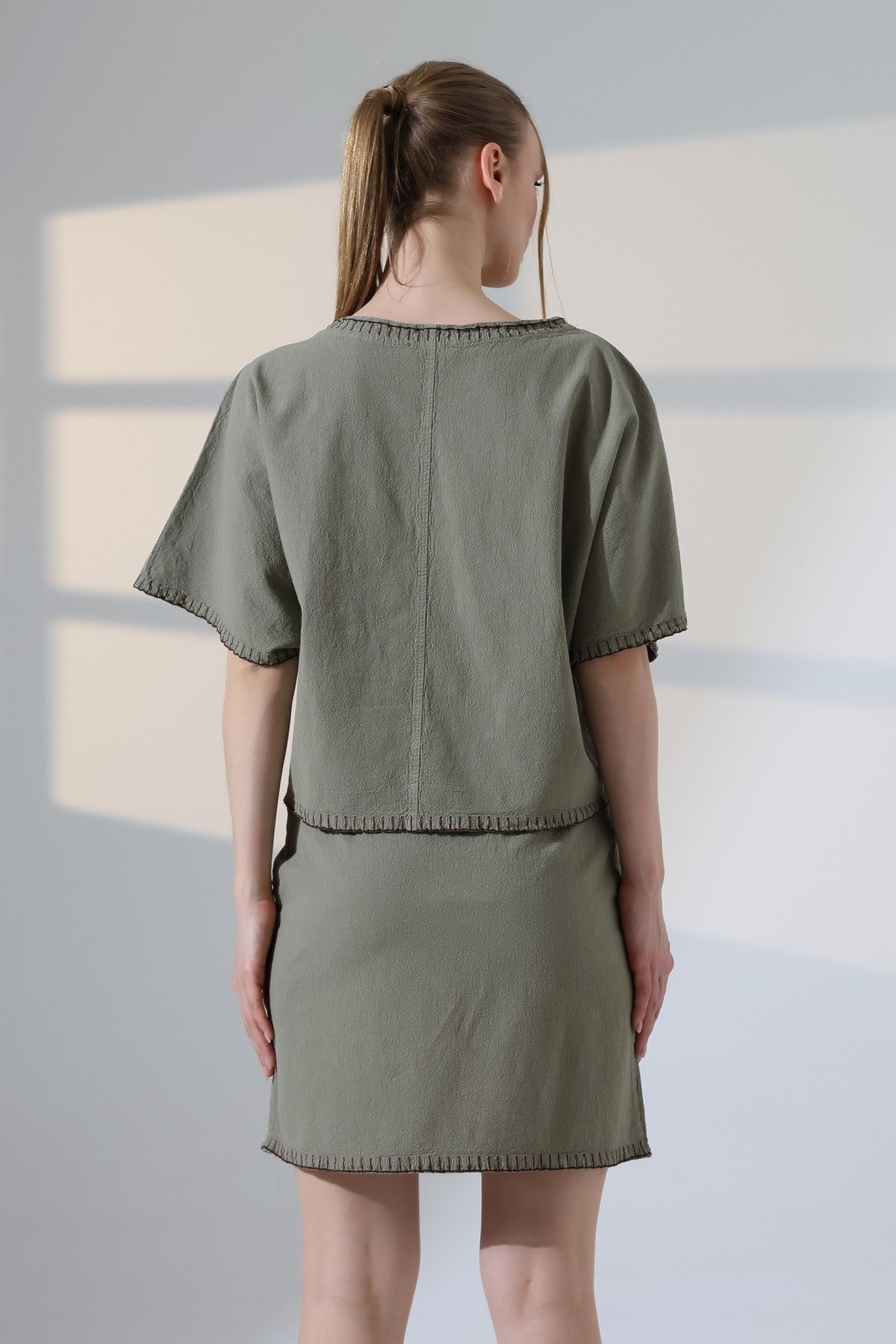 Nakışlı Oversize Bluz - Yeşil - (S-L-3) - 4