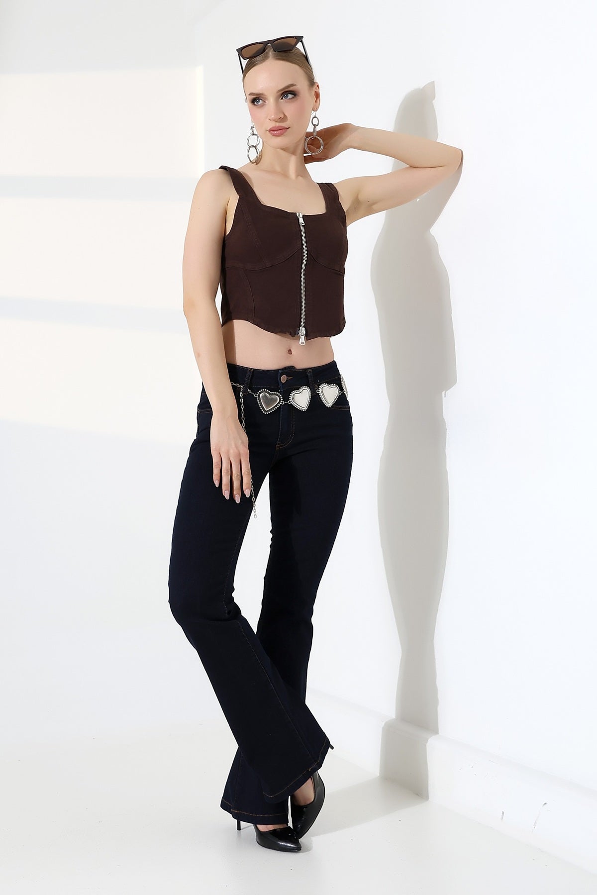 Push Up İspanyol Kot Pantolon 7108 - Slaplı Lacivert - (27-32) - 4