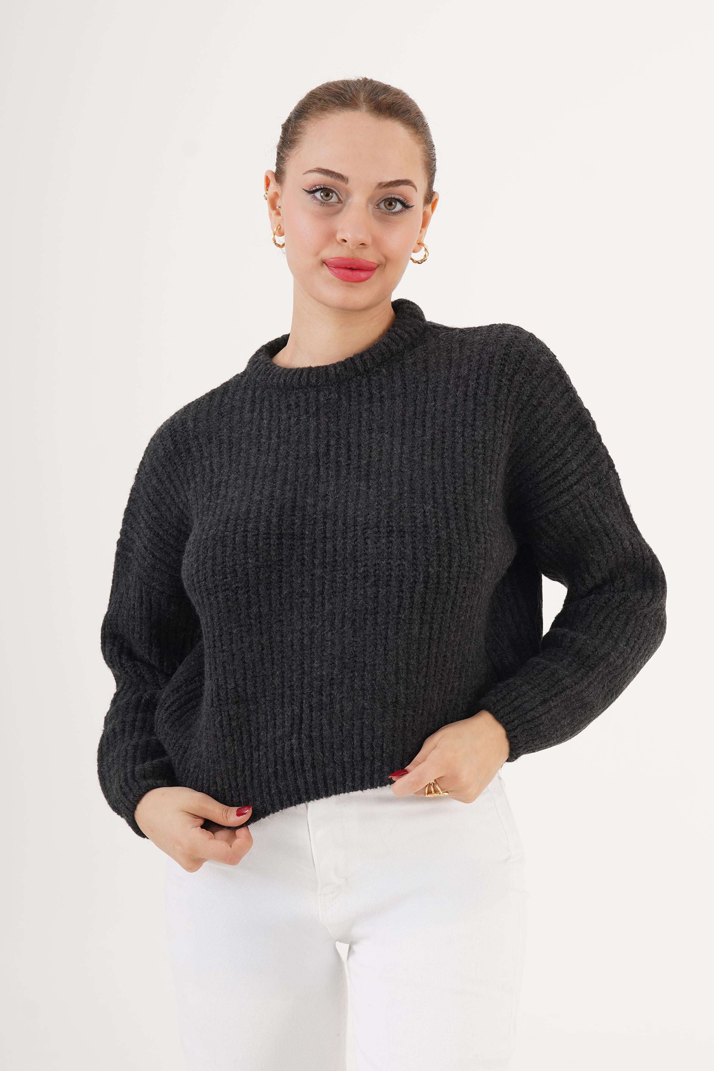 Bisiklet Yaka Basic Toptan Antrasit Kazak Kahverengi STD