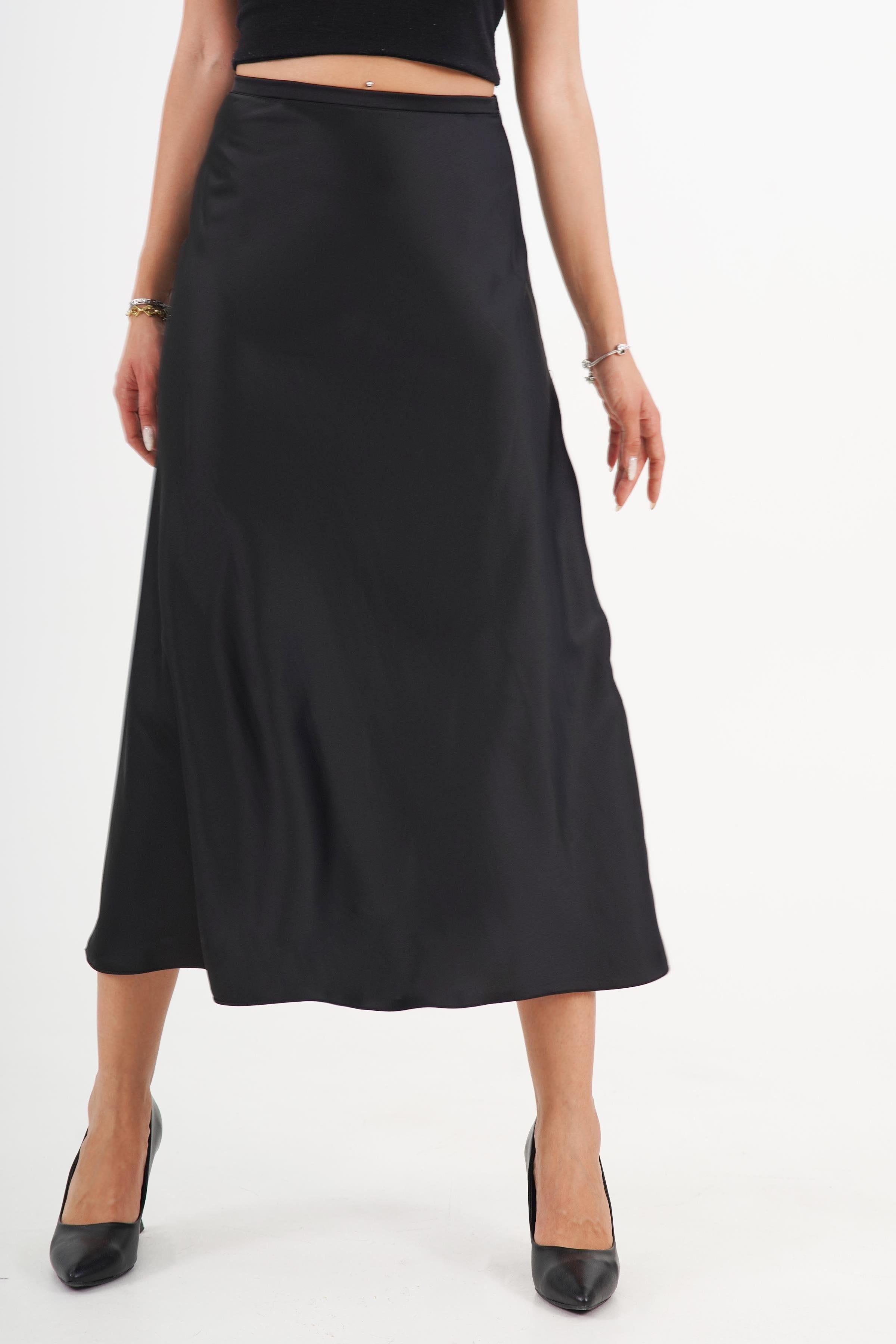 Volan Kesim Uzun Toptan Siyah Saten Etek Siyah S