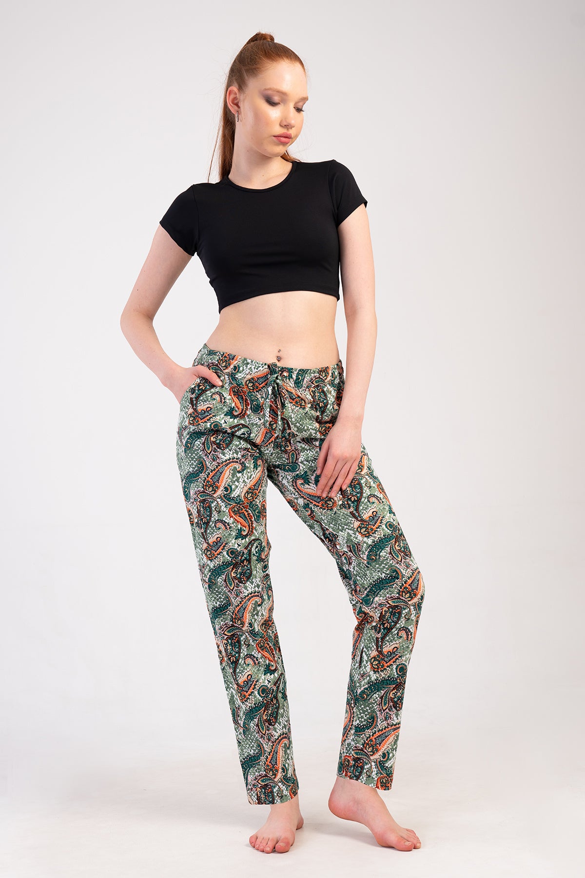 KADIN P.SUPREM XXL CEPLI TEK ALT PIJAMA - YESIL