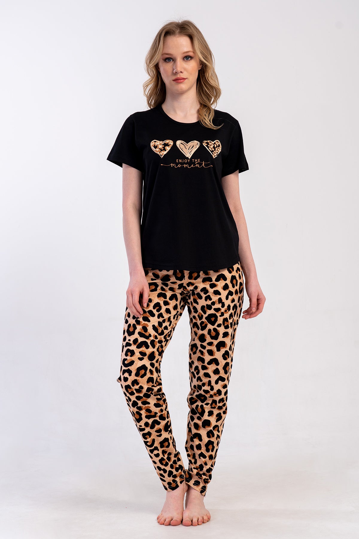 KADIN P.SUPREM XXL O YAKA KISA KOL ETEGI OVAL PIJAMA TAKIM - SIYAH