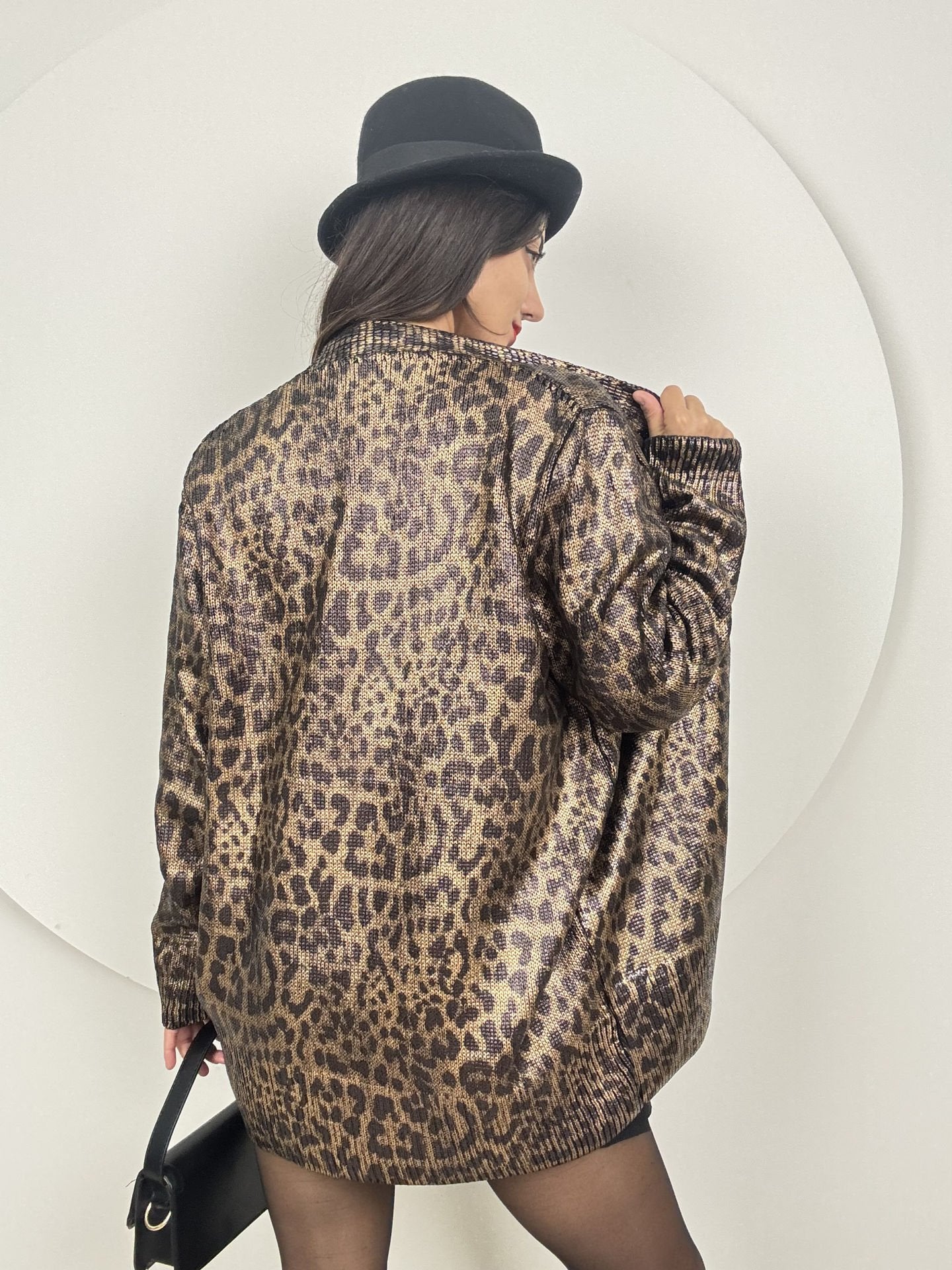 5024 PARLAK LEOPAR DESEN TRİKO HIRKA