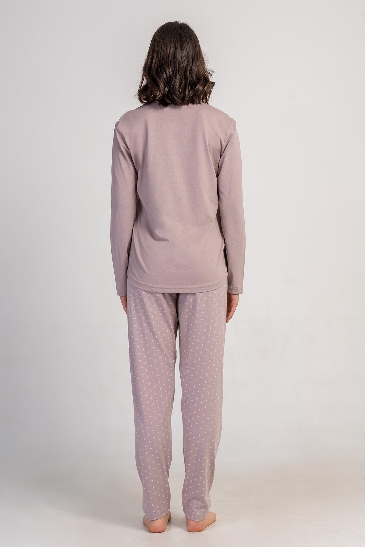 KADIN P.SUPREM XXL O YAKA UZUN KOL ETEGI OVAL PIJAMA TAKIM - A.KAHVE