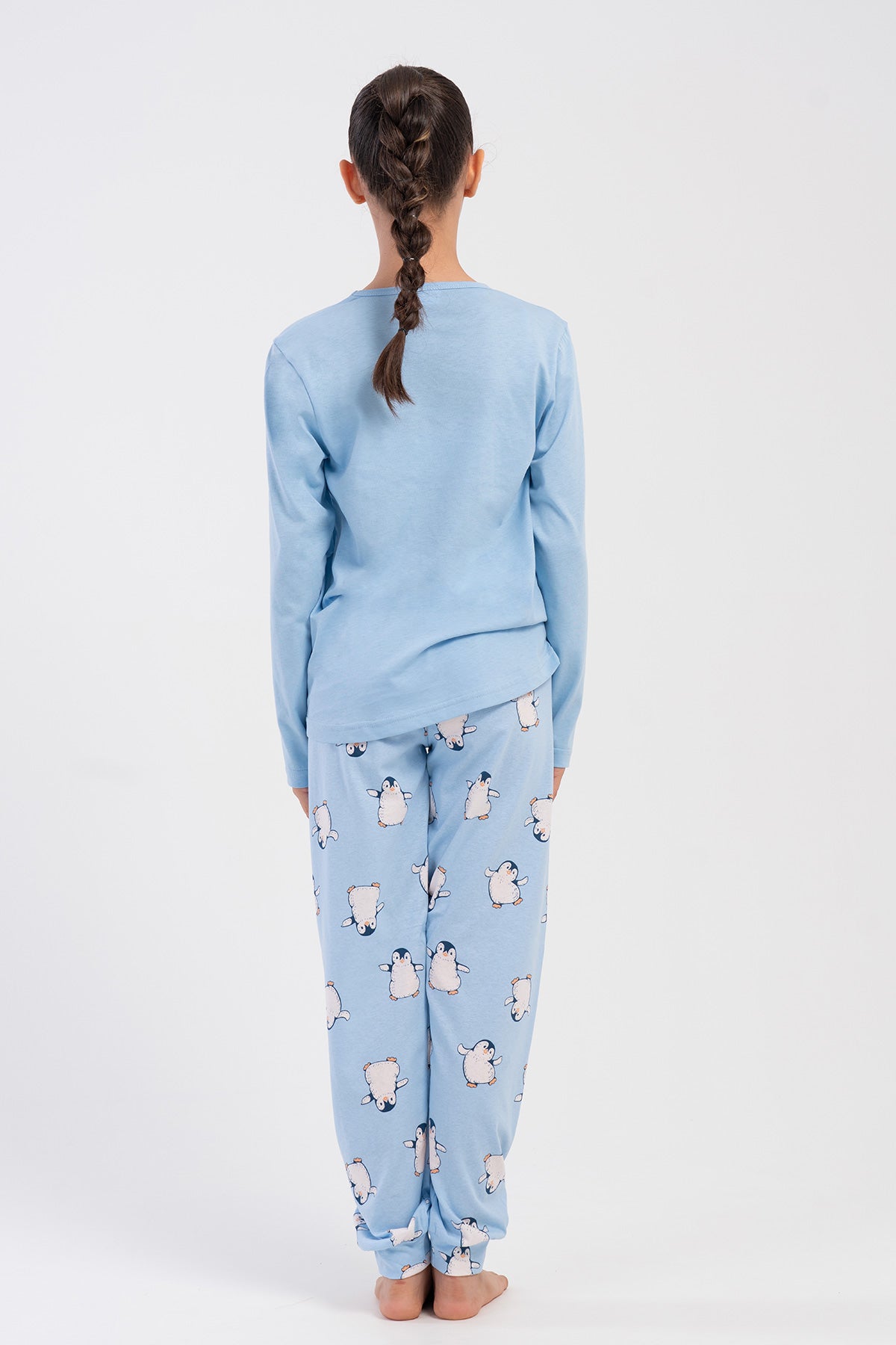 KIZ COCUK P.SUPREM O YAKA UZUN KOL ETEGI OVAL MANSETLI PIJAMA TAKIM(7/8-13/14) - MAVI