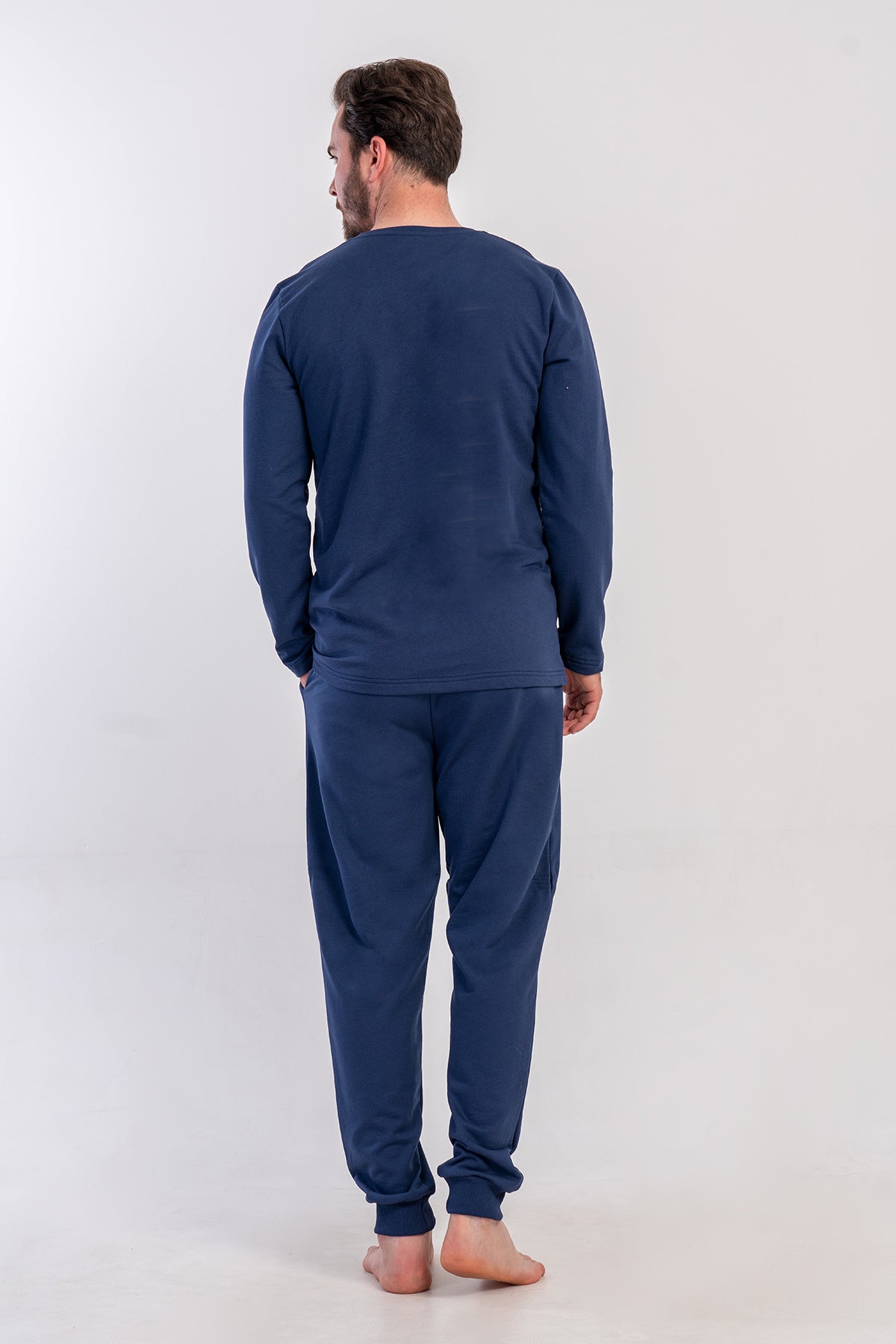 CEPLI ERKEK 2IPLIK O YAKA UZUN KOL MANSETLI PIJAMA TAKIM
