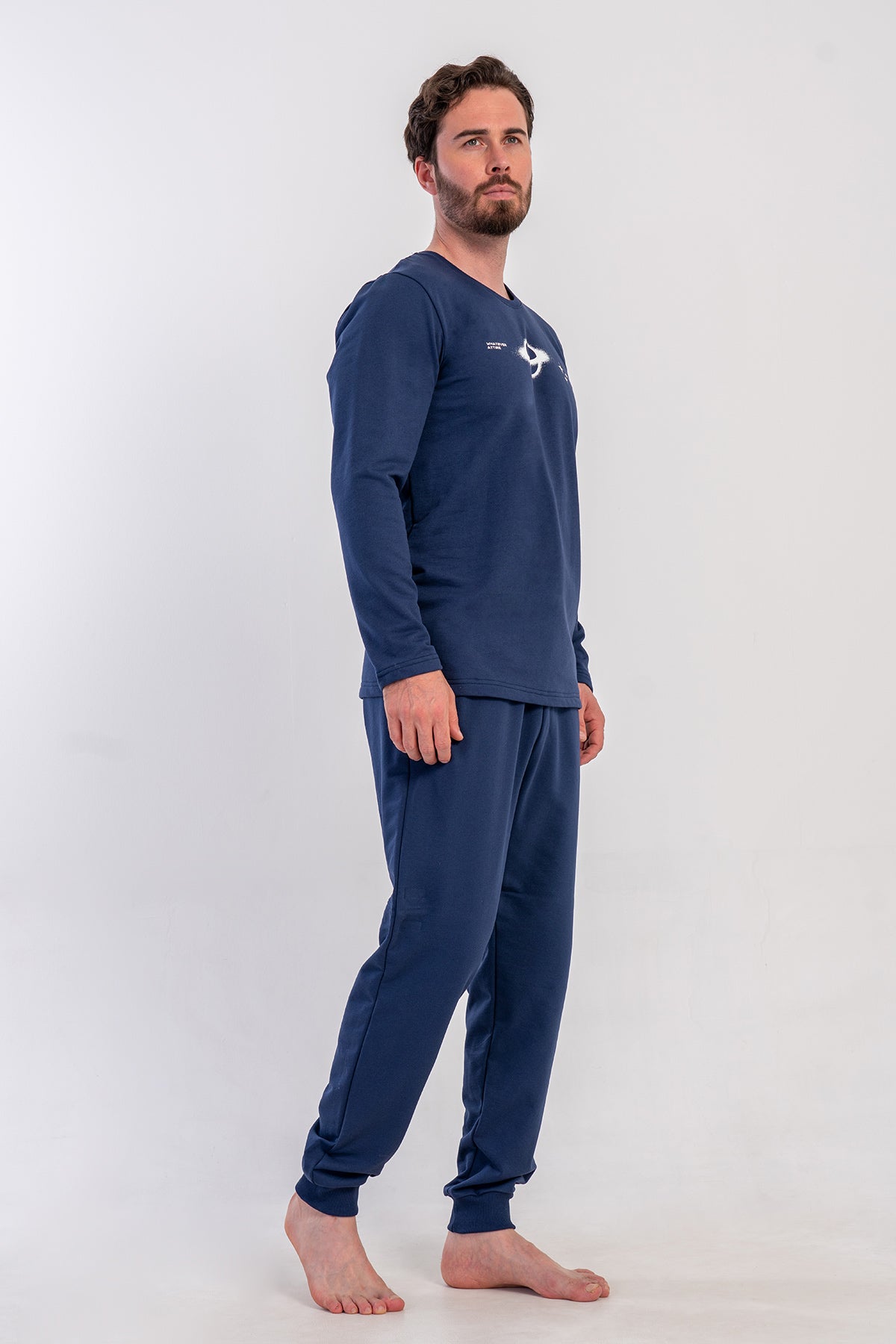 CEPLI ERKEK 2IPLIK O YAKA UZUN KOL MANSETLI PIJAMA TAKIM