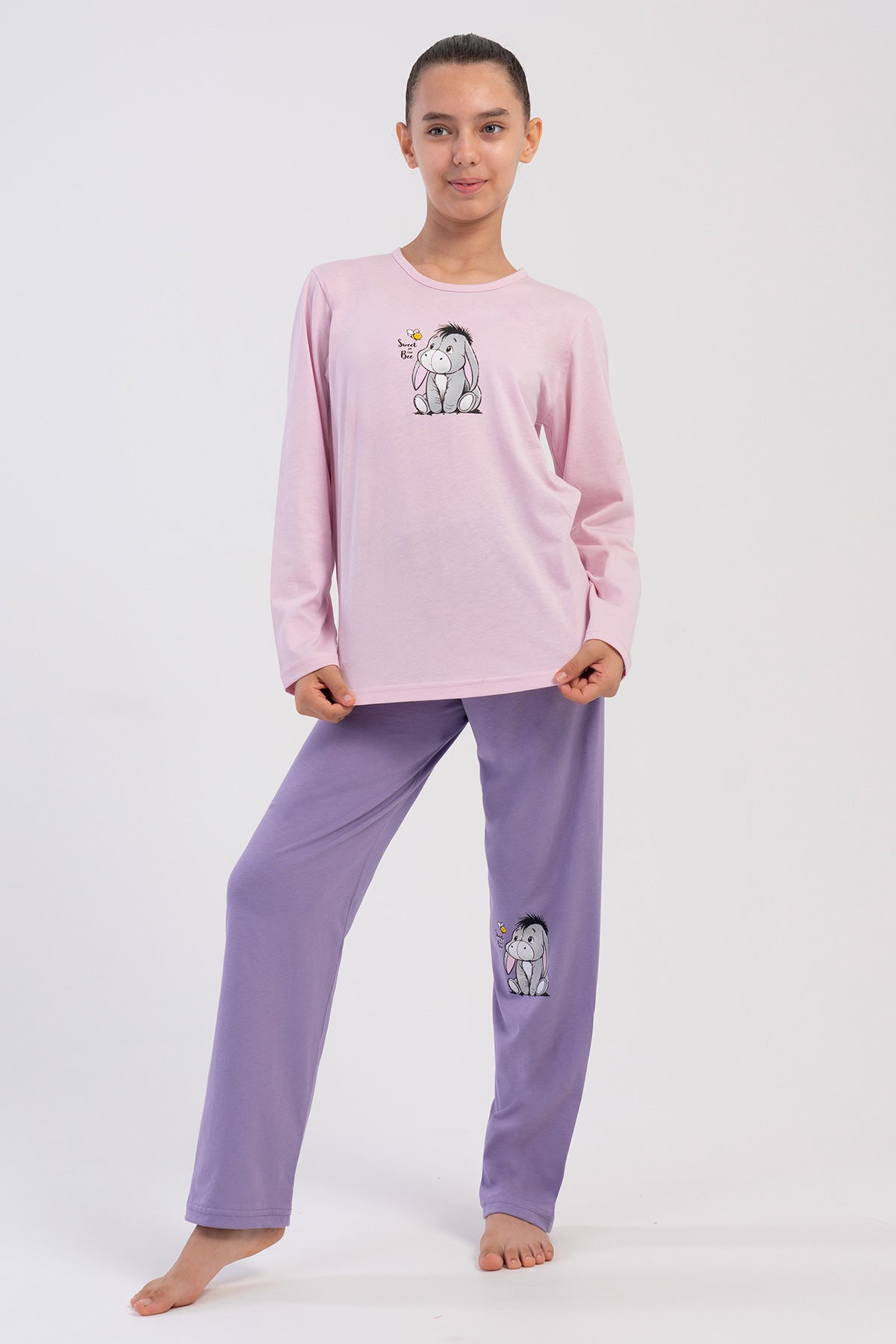 KIZ COCUK P.SUPREM O YAKA UZUN KOL ETEGI OVAL PIJAMA TAKIM(9/10-15/16) - LEYLAK