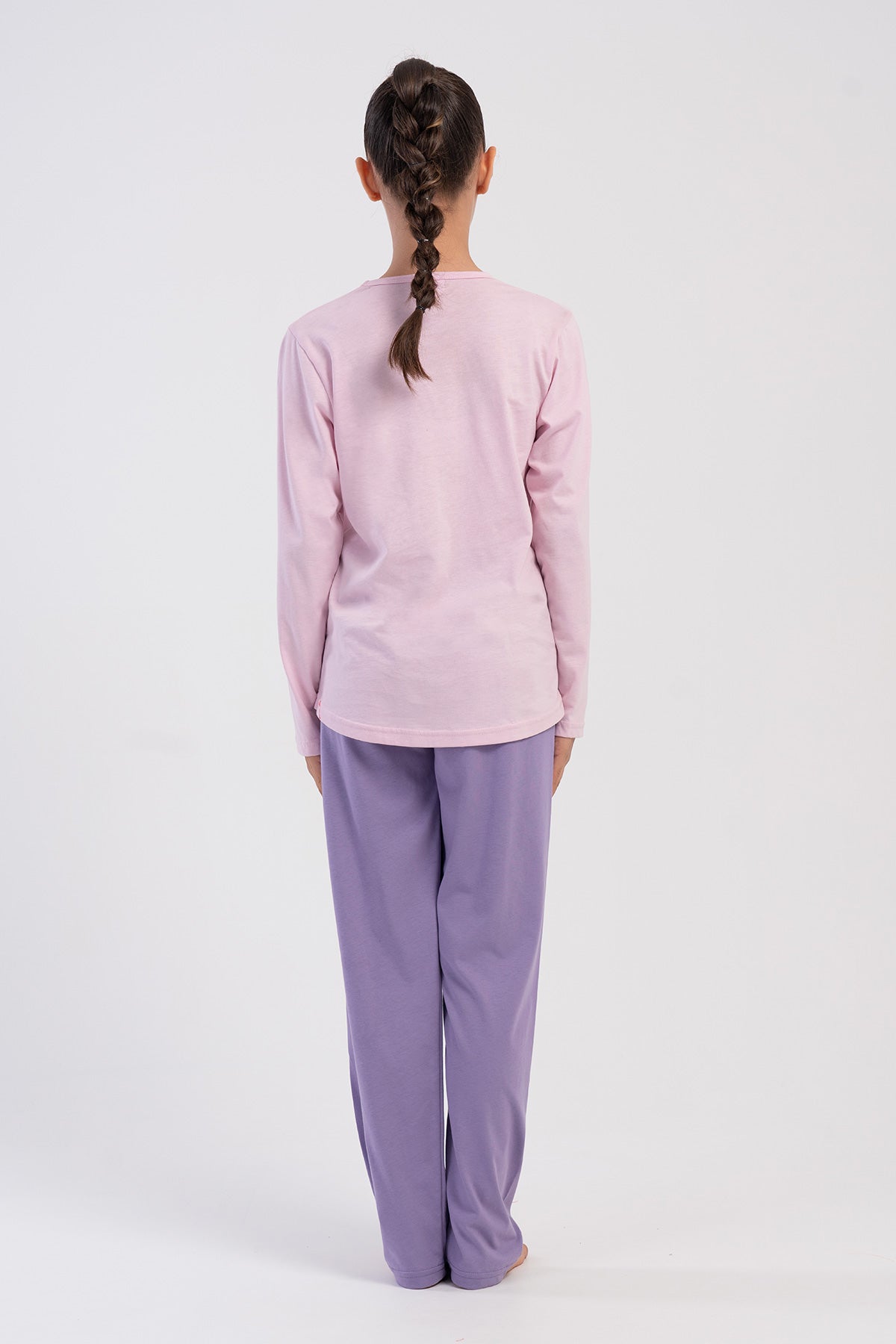 KIZ COCUK P.SUPREM O YAKA UZUN KOL ETEGI OVAL PIJAMA TAKIM(9/10-15/16) - LEYLAK