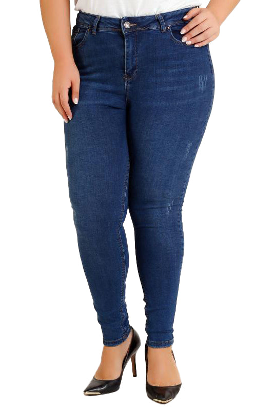 Yıpratmalı Kot Pantolon - Koyu Mavi Kot - (34-40) - 2