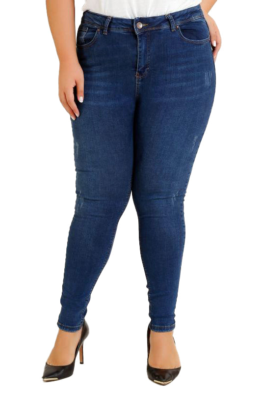 Yıpratmalı Kot Pantolon - Koyu Mavi Kot - (34-40) - 5