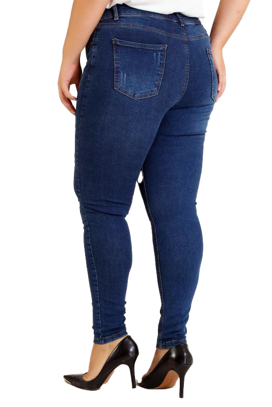Yıpratmalı Kot Pantolon - Koyu Mavi Kot - (34-40) - 6